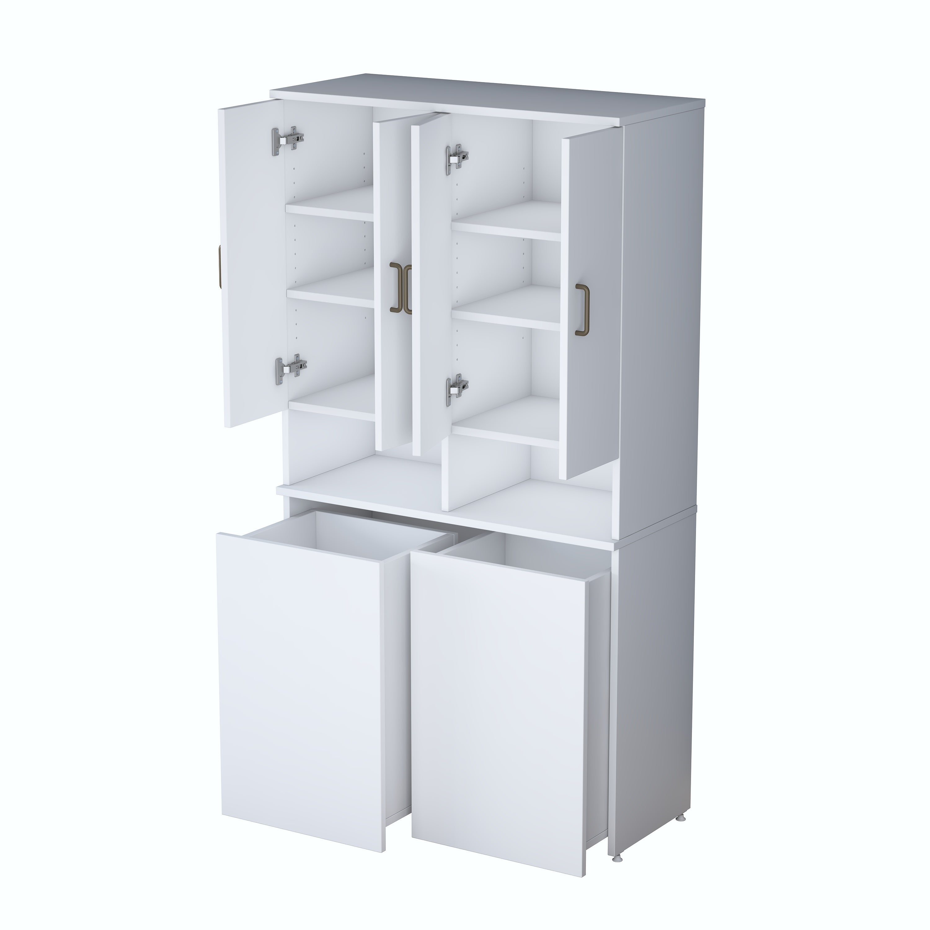 Rani KC123 Banyo Dolabı Raflı Çekmeceli Çamaşır Sepeti Bölmeli Çok Amaçlı Dolap Beyaz