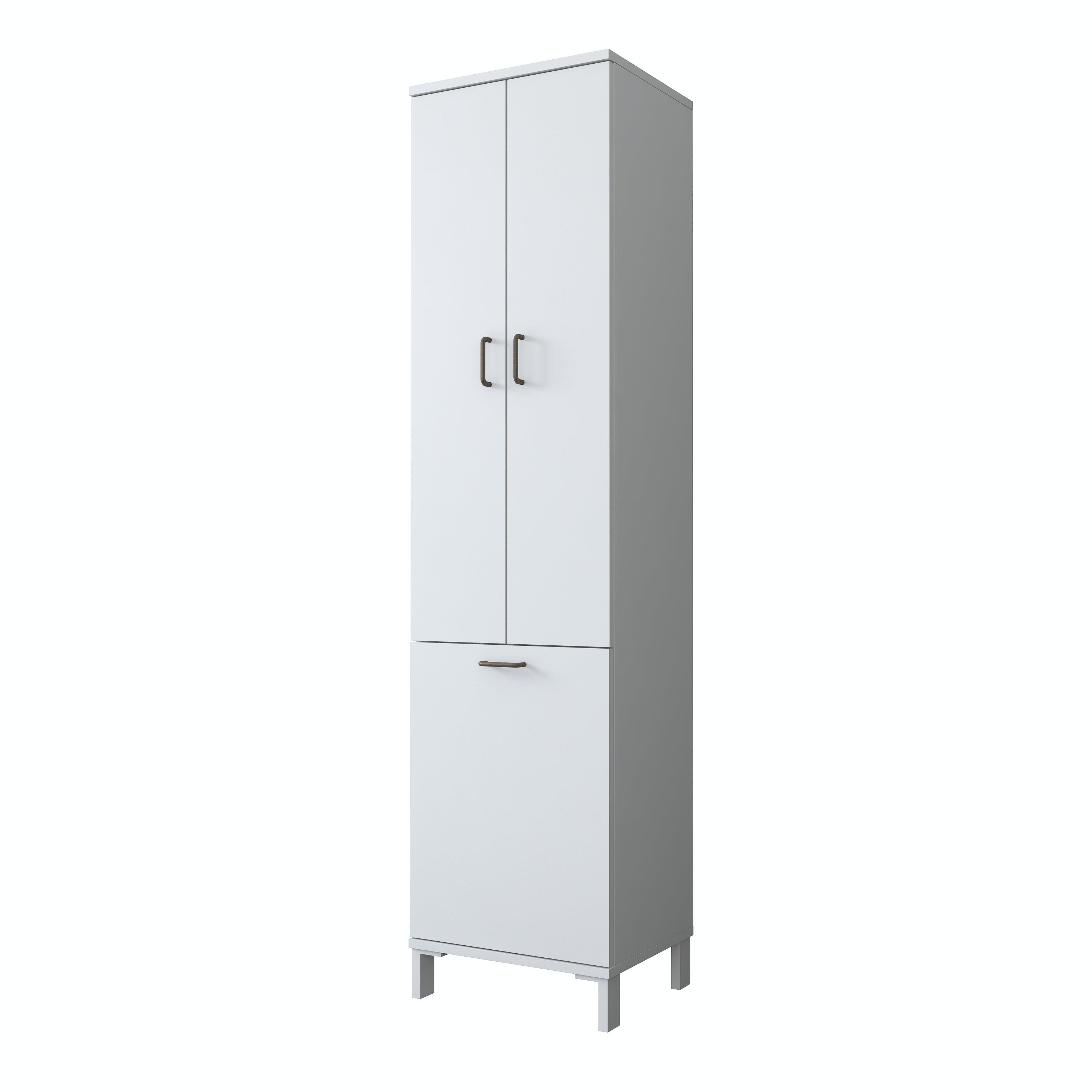 Rani KC119 Banyo Dolabı Düşer Kapaklı Raflı Çamaşır Sepeti Bölmeli Çok Amaçlı Dolap Beyaz