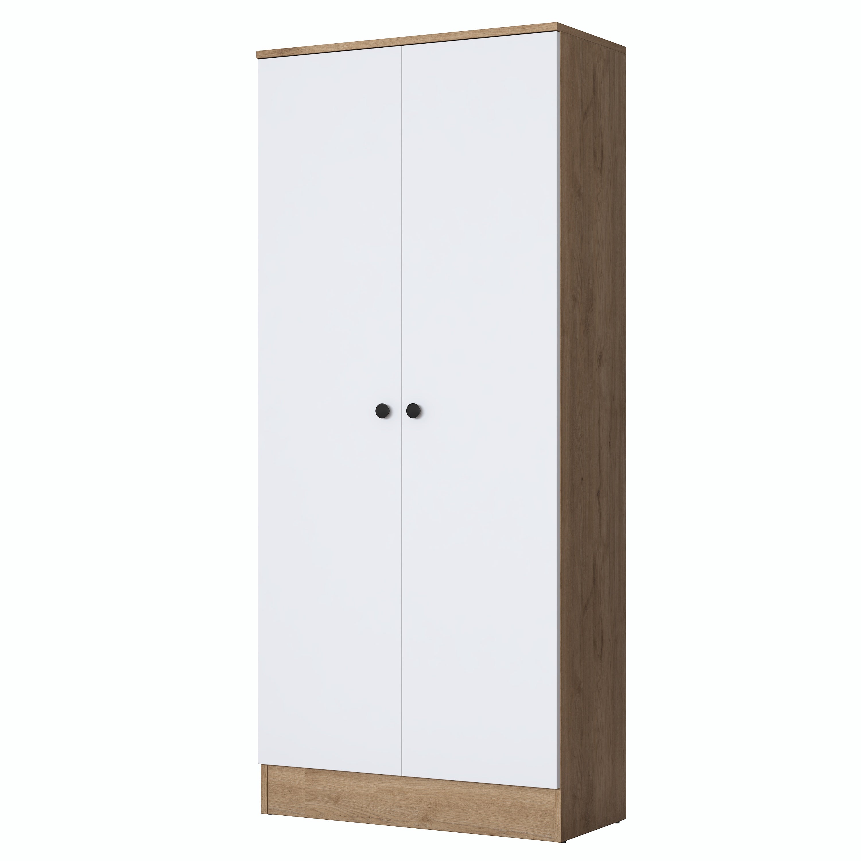 Rani EA148 Modern Portmanto 2 Kapaklı Raflı Ayakkabılık Vestiyer Sepet Ceviz - Beyaz