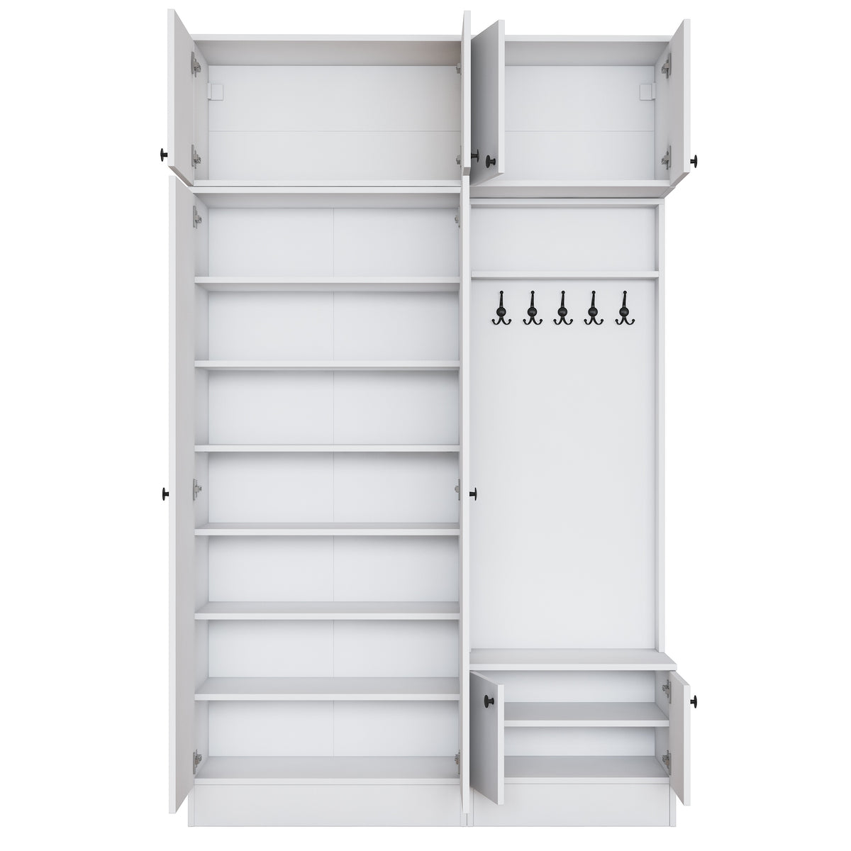 Rani EA170 Modern Portmanto 8 Kapaklı Raflı Askılı Ayakkabılık Vestiyer Beyaz