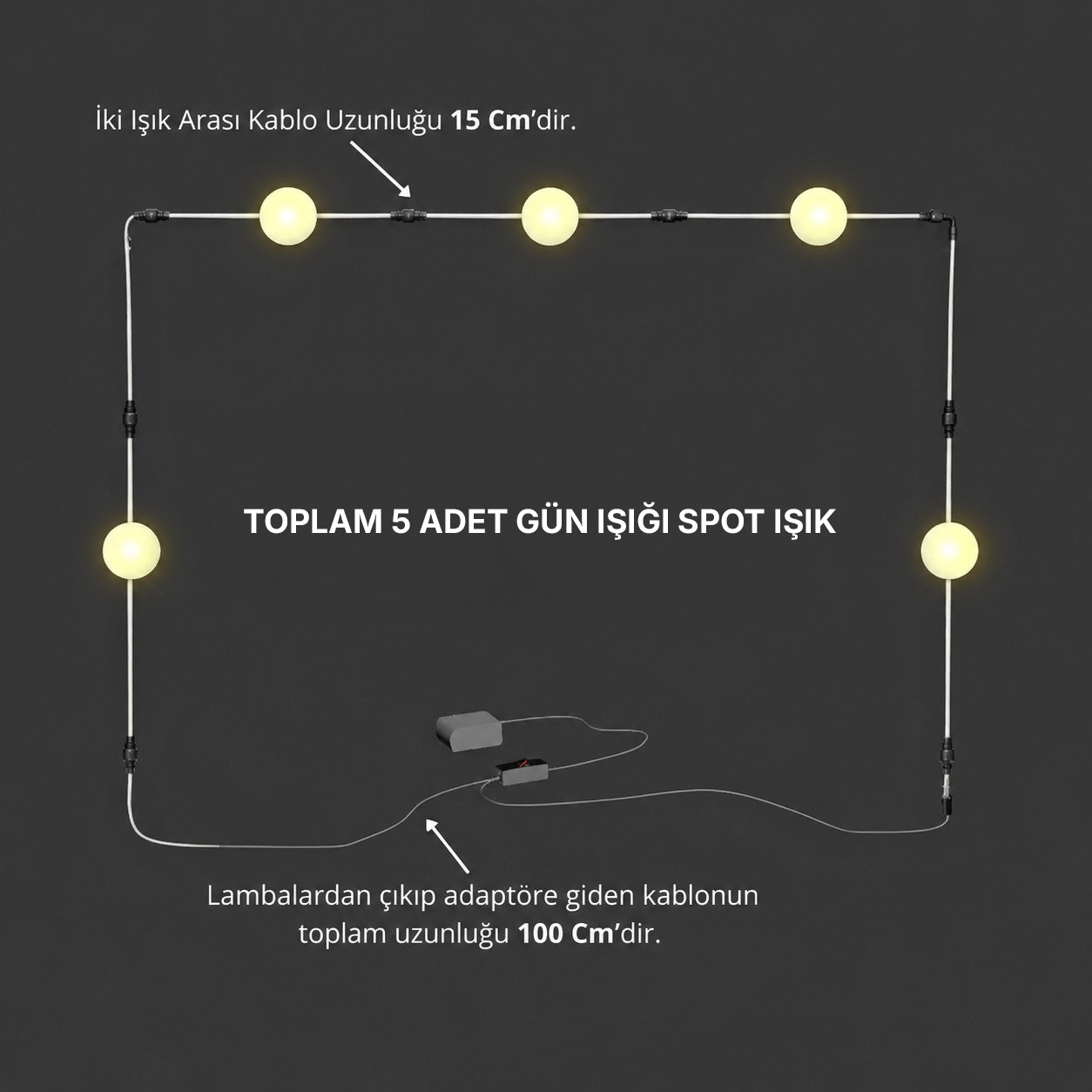 Rani ZB106 5'li Makyaj Aynası Aydınlatması Spot Işık Günışığı