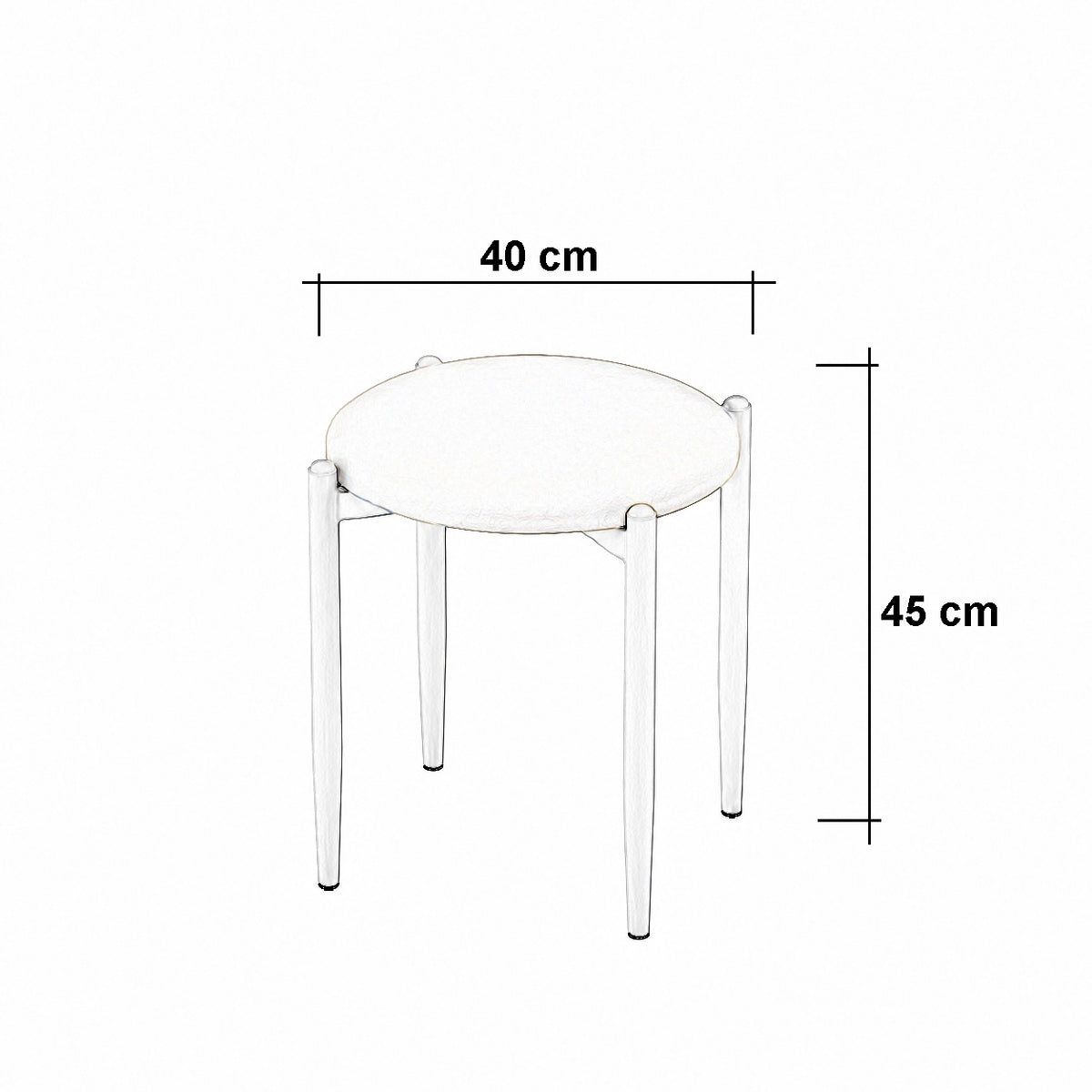 Rani BM104 Puf  Metal Ayaklı Tabure Beyaz