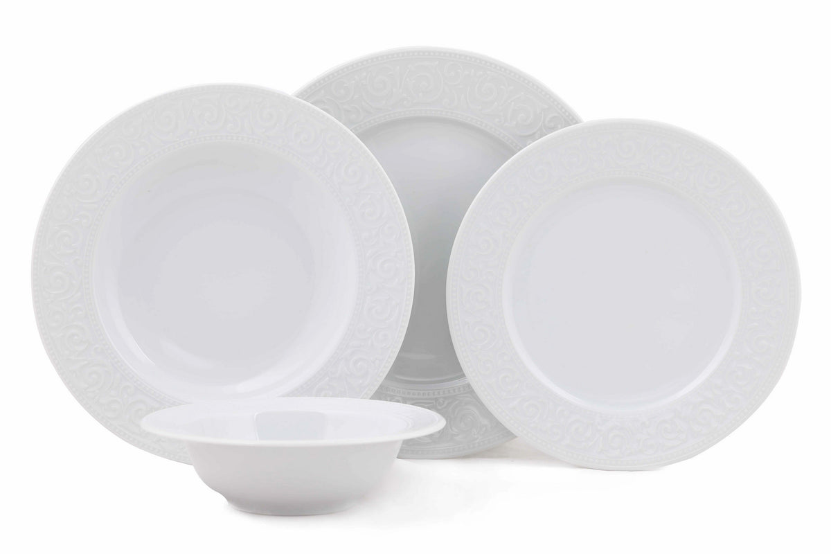Rani Home Yemek Takımı (24 Parça) Kütahya Porselen Beyaz HE-6822