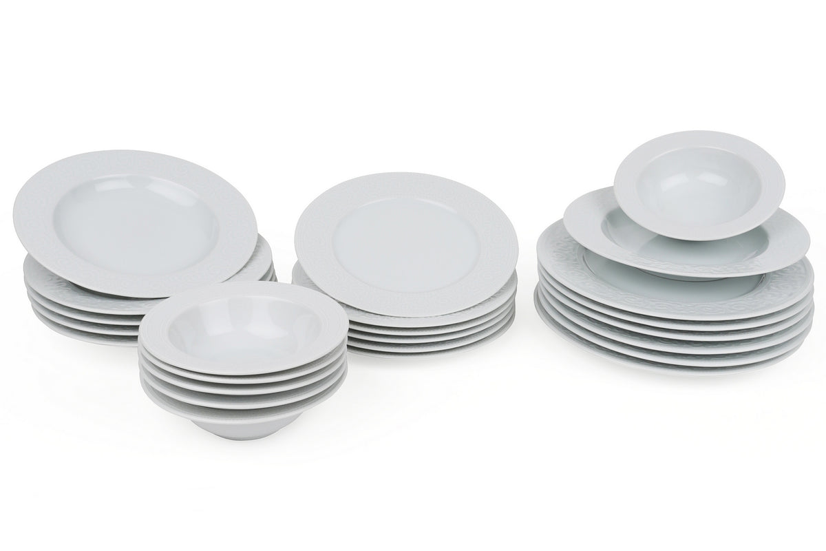 Rani Home Yemek Takımı (24 Parça) Kütahya Porselen Beyaz HE-6822