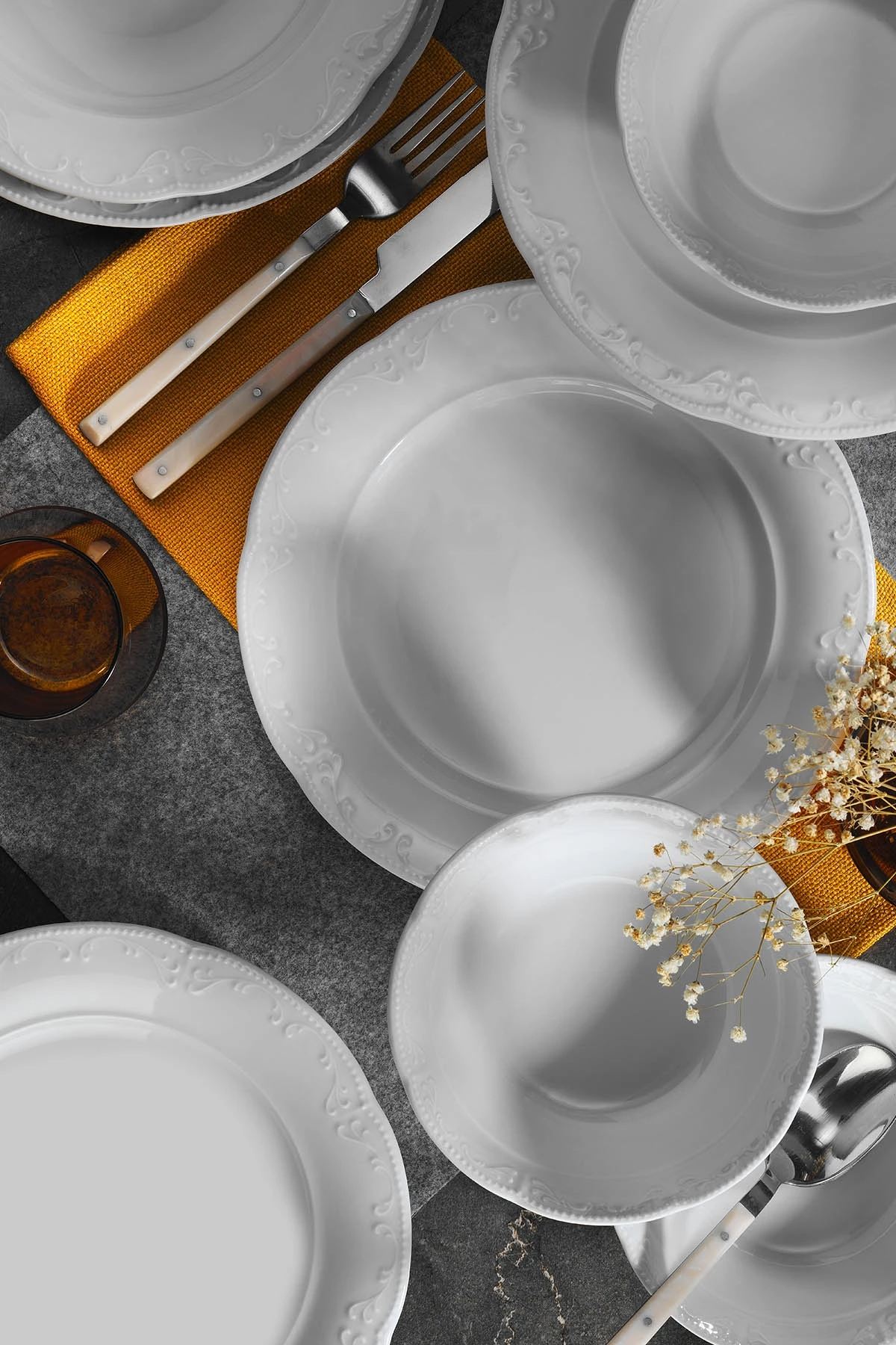 Rani Home Yemek Takımı (24 Parça) Kütahya Porselen Beyaz HE-6825