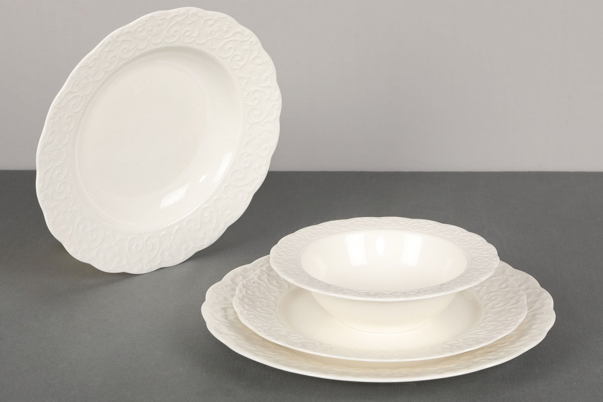 Rani Home Yemek Takımı (24 Parça) Kütahya Porselen Beyaz HE-6826