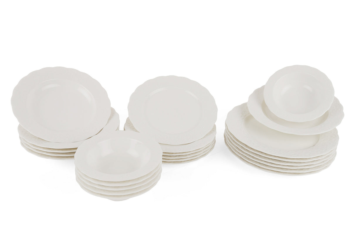Rani Home Yemek Takımı (24 Parça) Kütahya Porselen Beyaz HE-6826