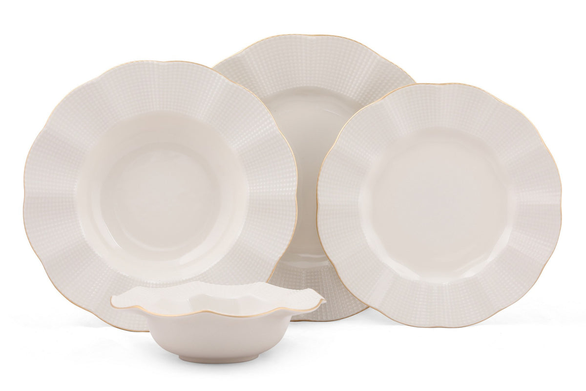 Rani Home Yemek Takımı (24 Parça) Kütahya Porselen Krem - Altın HE-6827