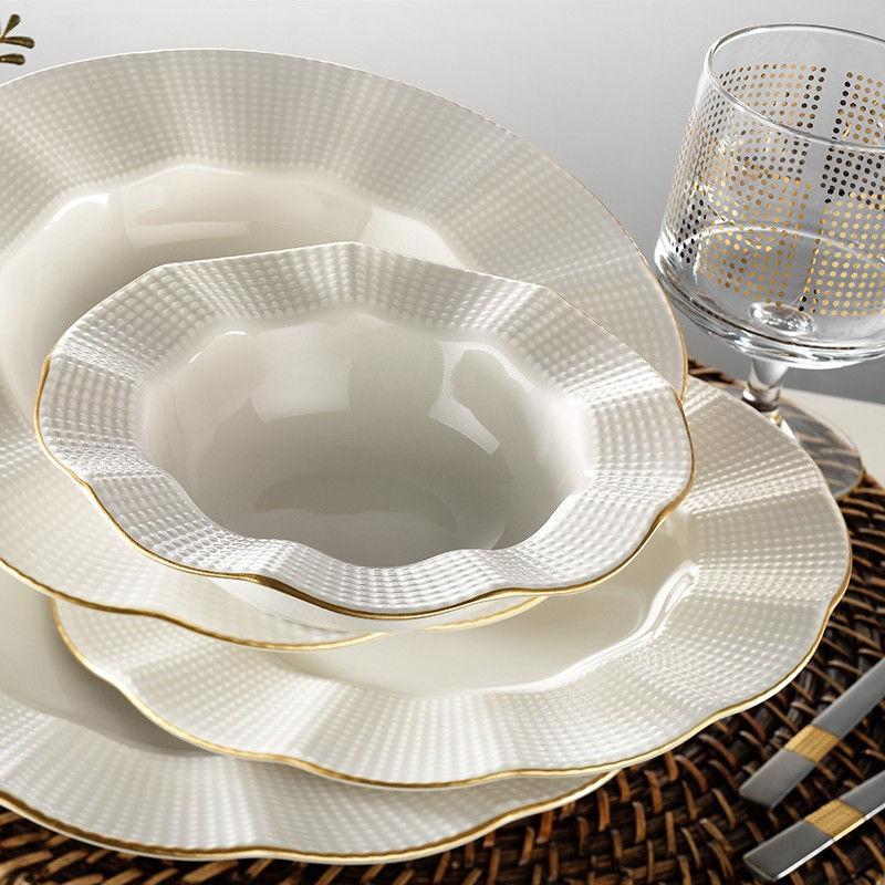 Rani Home Yemek Takımı (24 Parça) Kütahya Porselen Krem - Altın HE-6827
