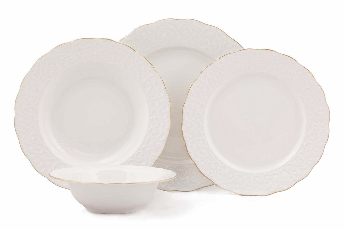 Rani Home Yemek Takımı (24 Parça) Kütahya Porselen Beyaz - Altın HE-6828