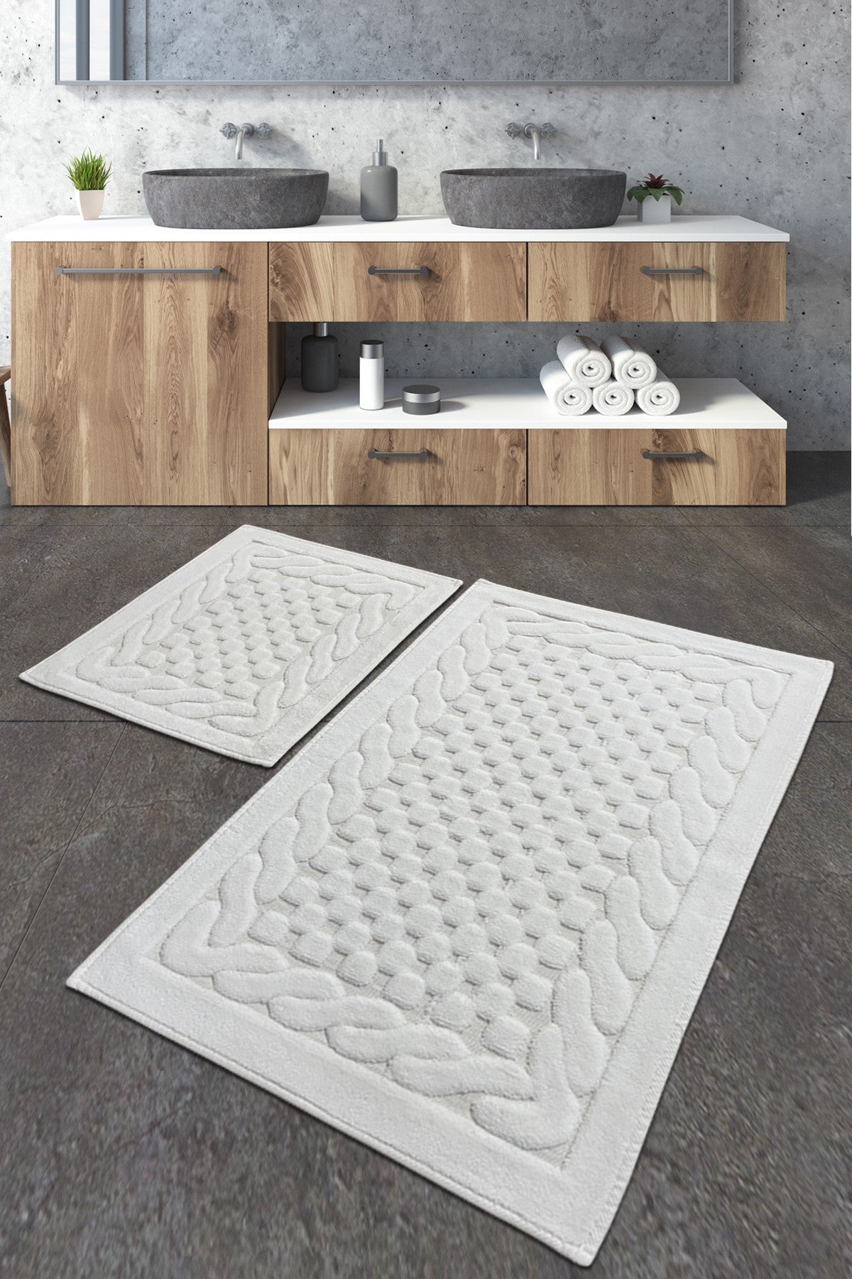 Rani Home Banyo Paspası Seti  Ekru BA-6264