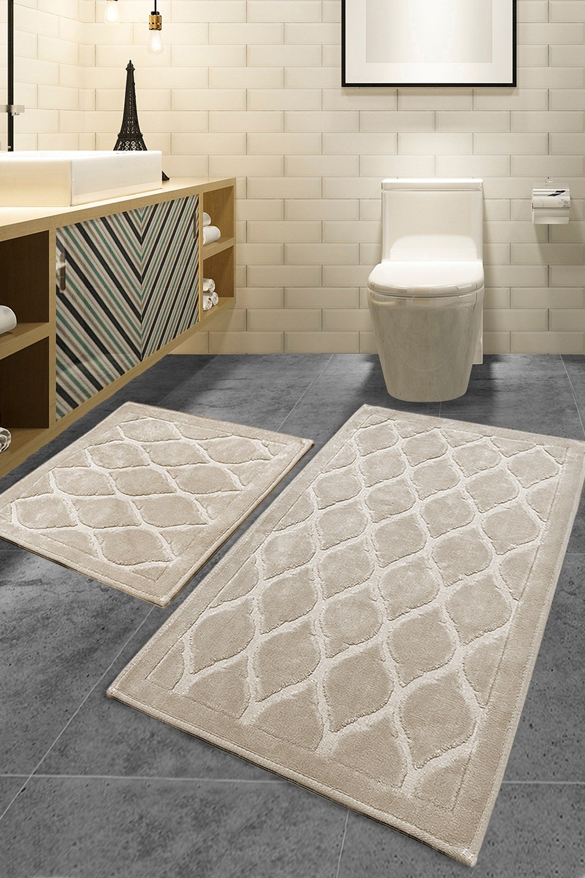 Rani Home Banyo Paspası Seti  Bej BA-6268