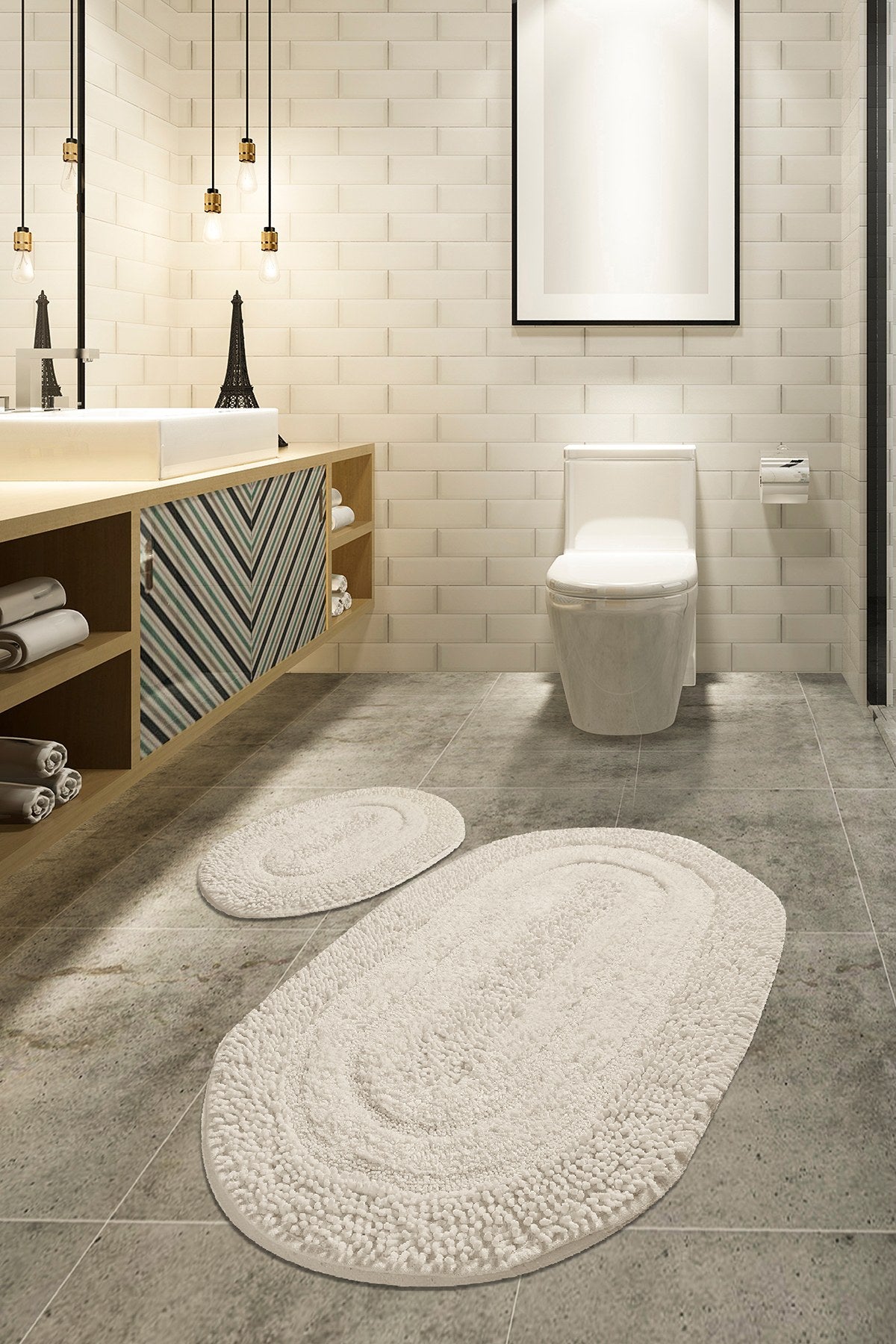 Rani Home Banyo Paspası Seti  Ekru BA-6269