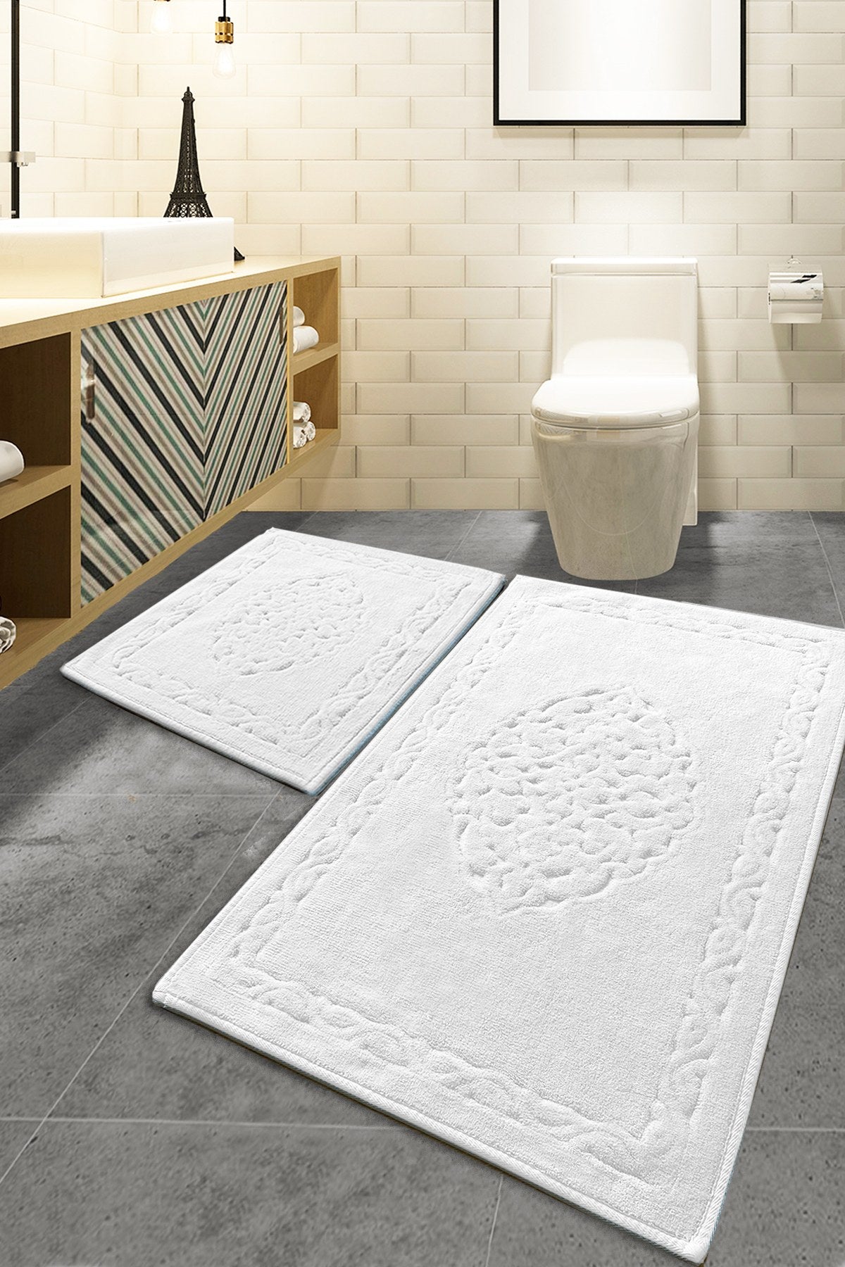 Rani Home Banyo Paspası Seti  Beyaz BA-6272