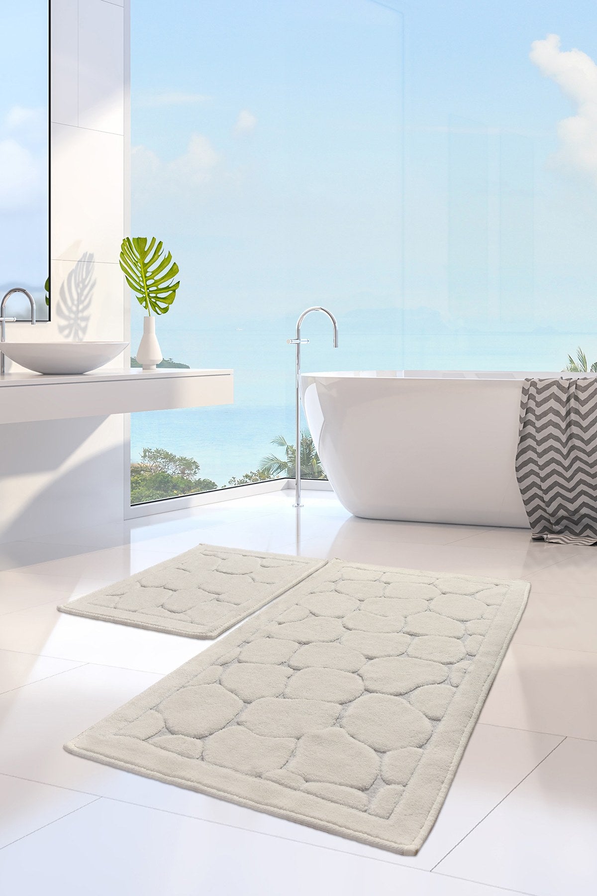 Rani Home Banyo Paspası Seti Ekru BA-6275