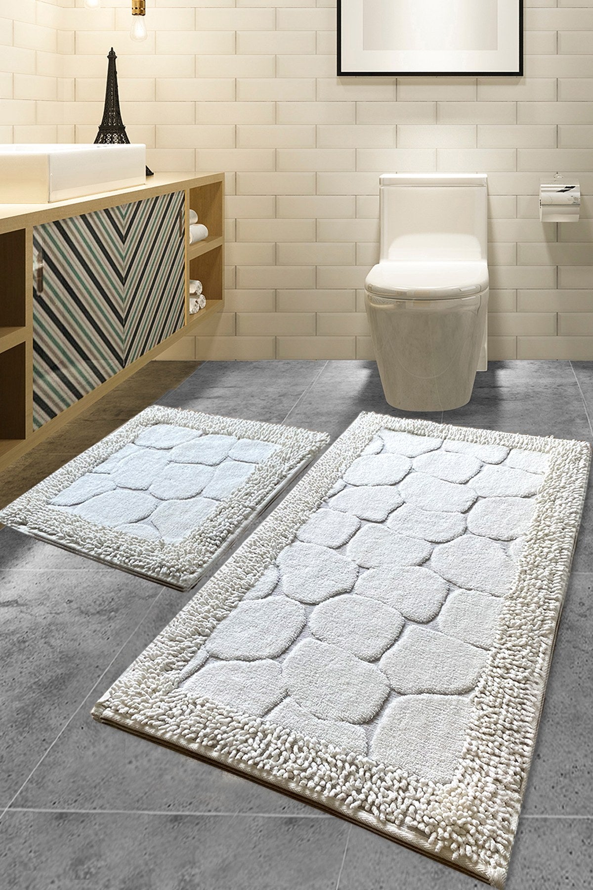 Rani Home Banyo Paspası Seti Ekru BA-6277
