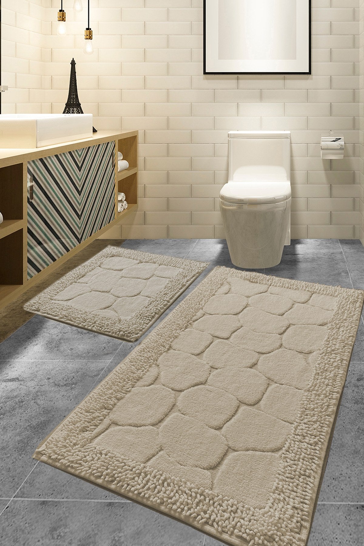 Rani Home Banyo Paspası Seti Bej BA-6278