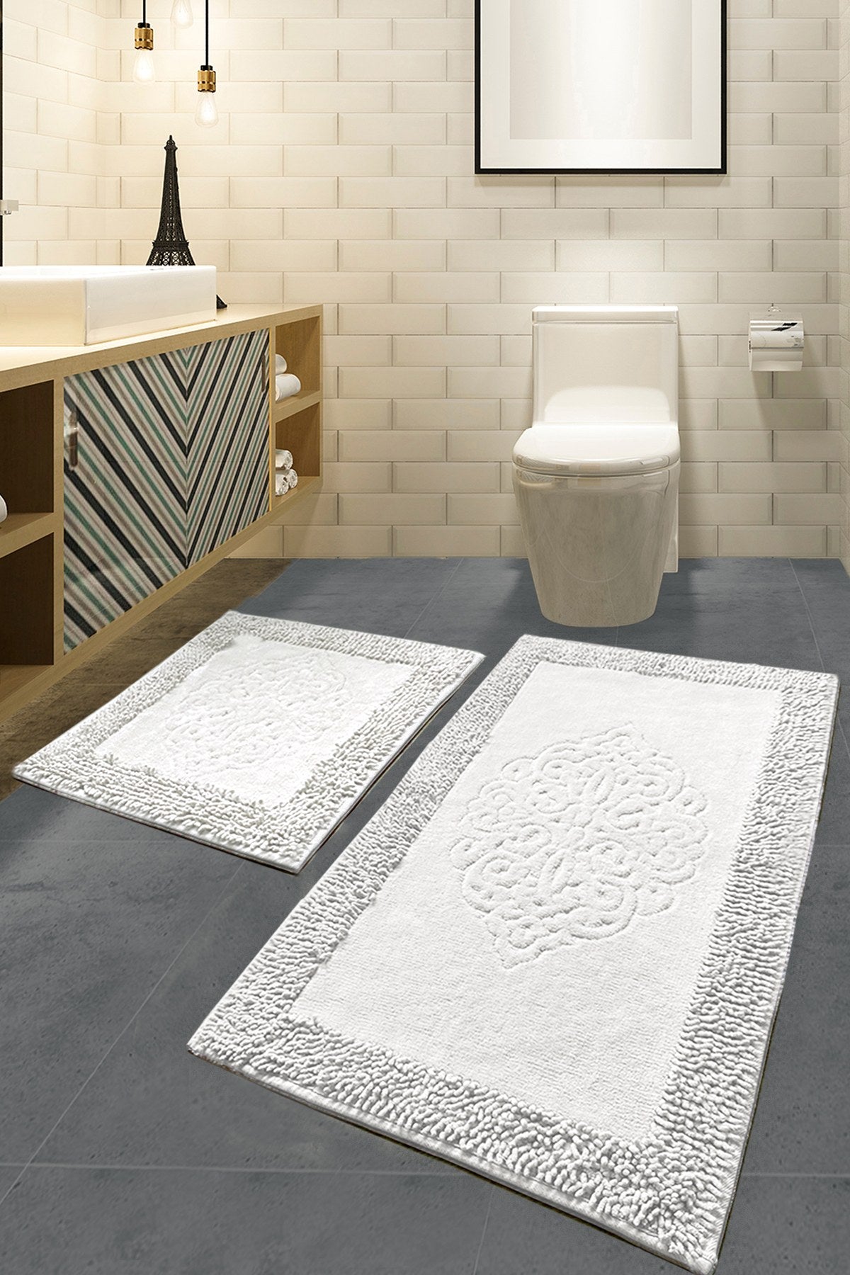 Rani Home Banyo Paspası Seti Ekru BA-6280