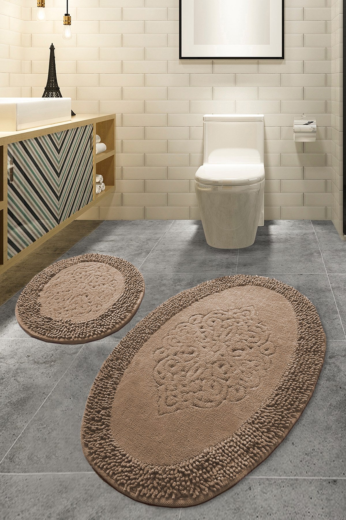 Rani Home Banyo Paspası Seti Bej BA-6282
