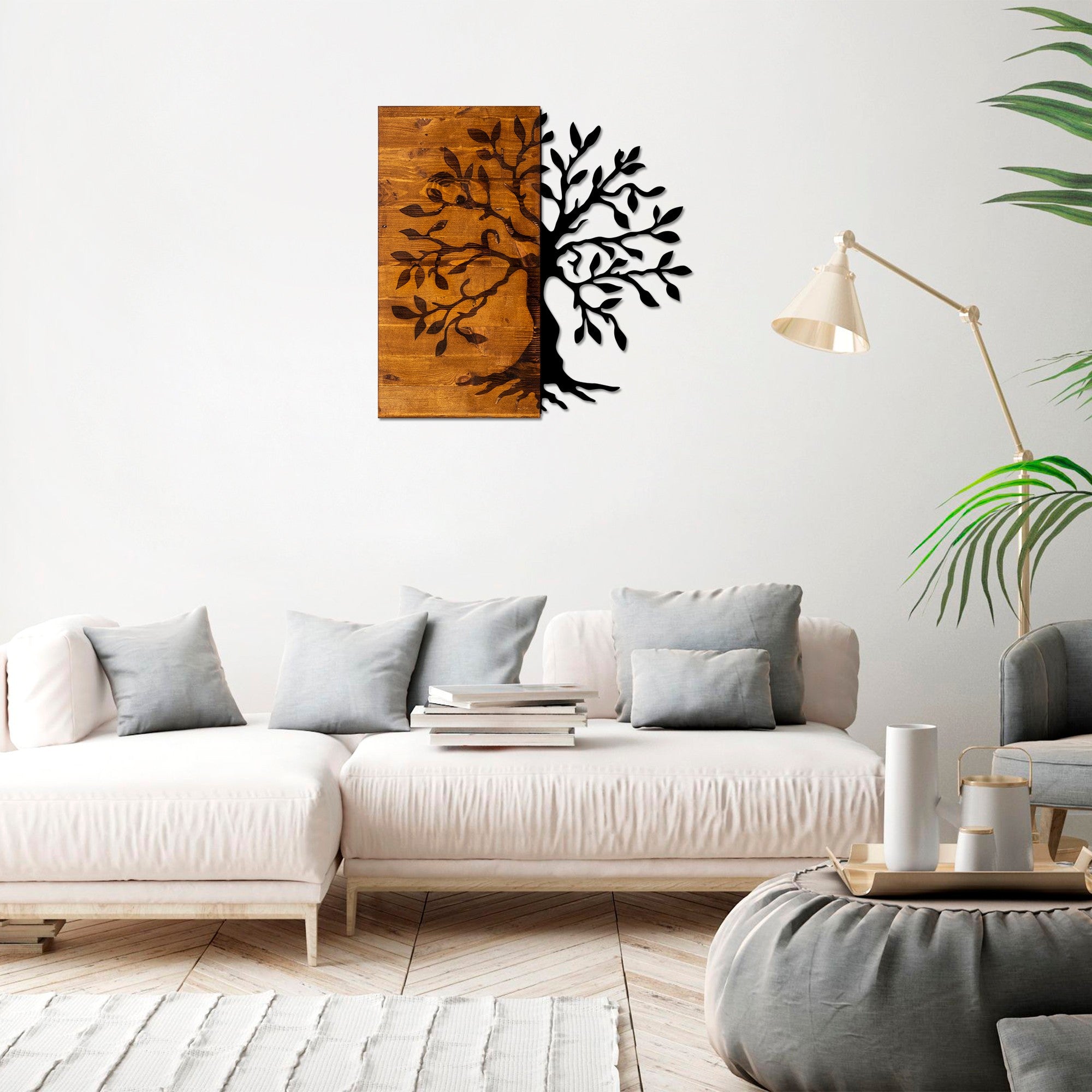 Rani Home Dekoratif Ahşap Duvar Aksesuarı Ceviz - Siyah AA-5874