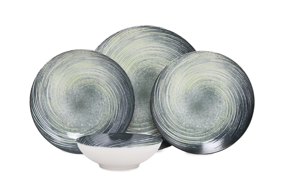 Rani Home Yemek Takımı (24 Parça) Güral Porselen Krem - Yeşil - Siyah HE-6755