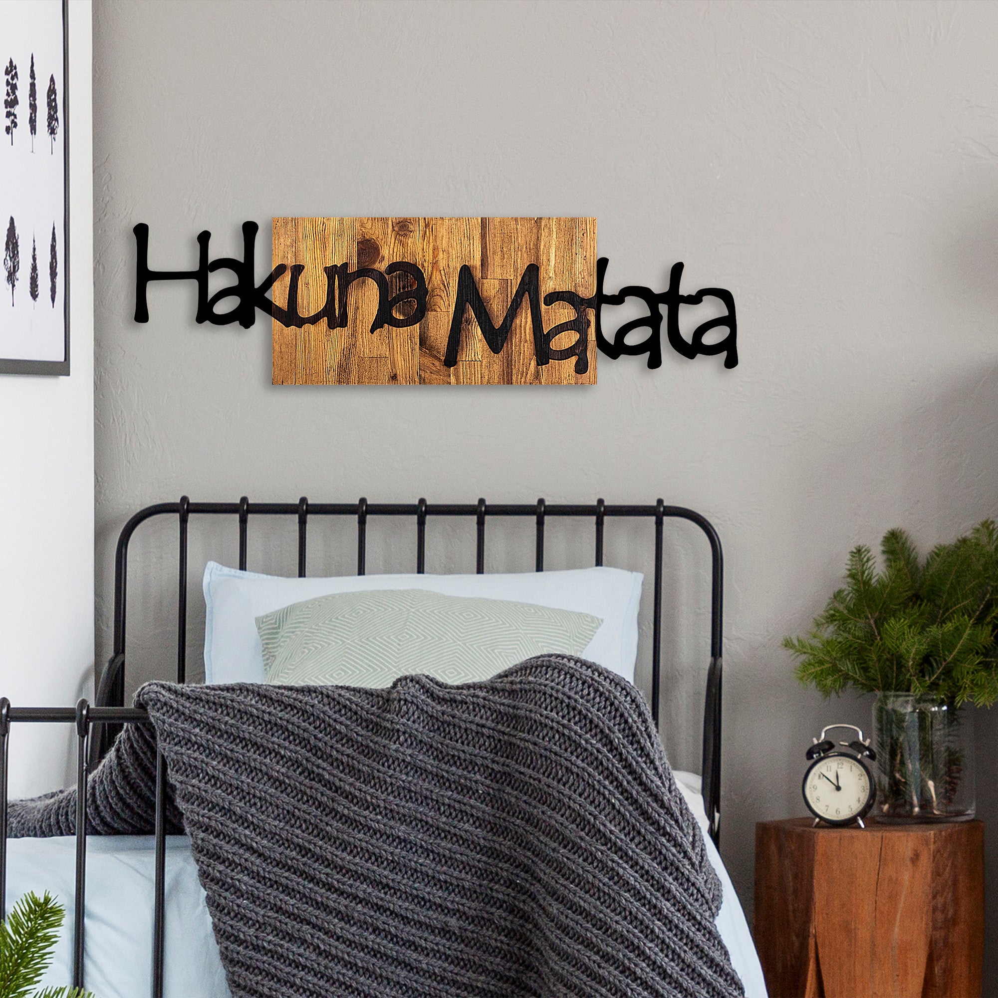 Rani Home Dekoratif Ahşap Duvar Aksesuarı Siyah - Açık Ceviz AA-5877