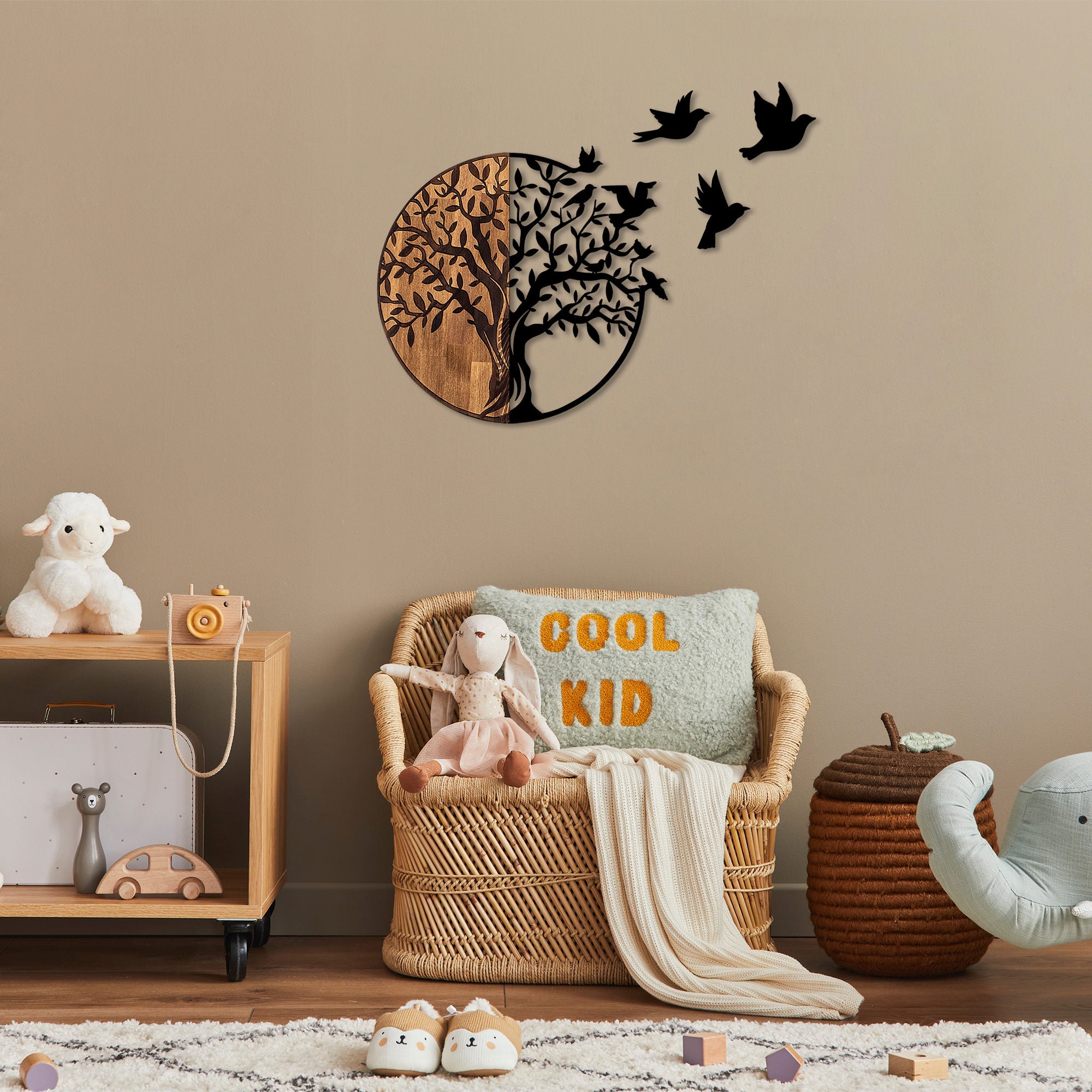Rani Home Dekoratif Ahşap Duvar Aksesuarı Siyah - Ceviz AA-5882