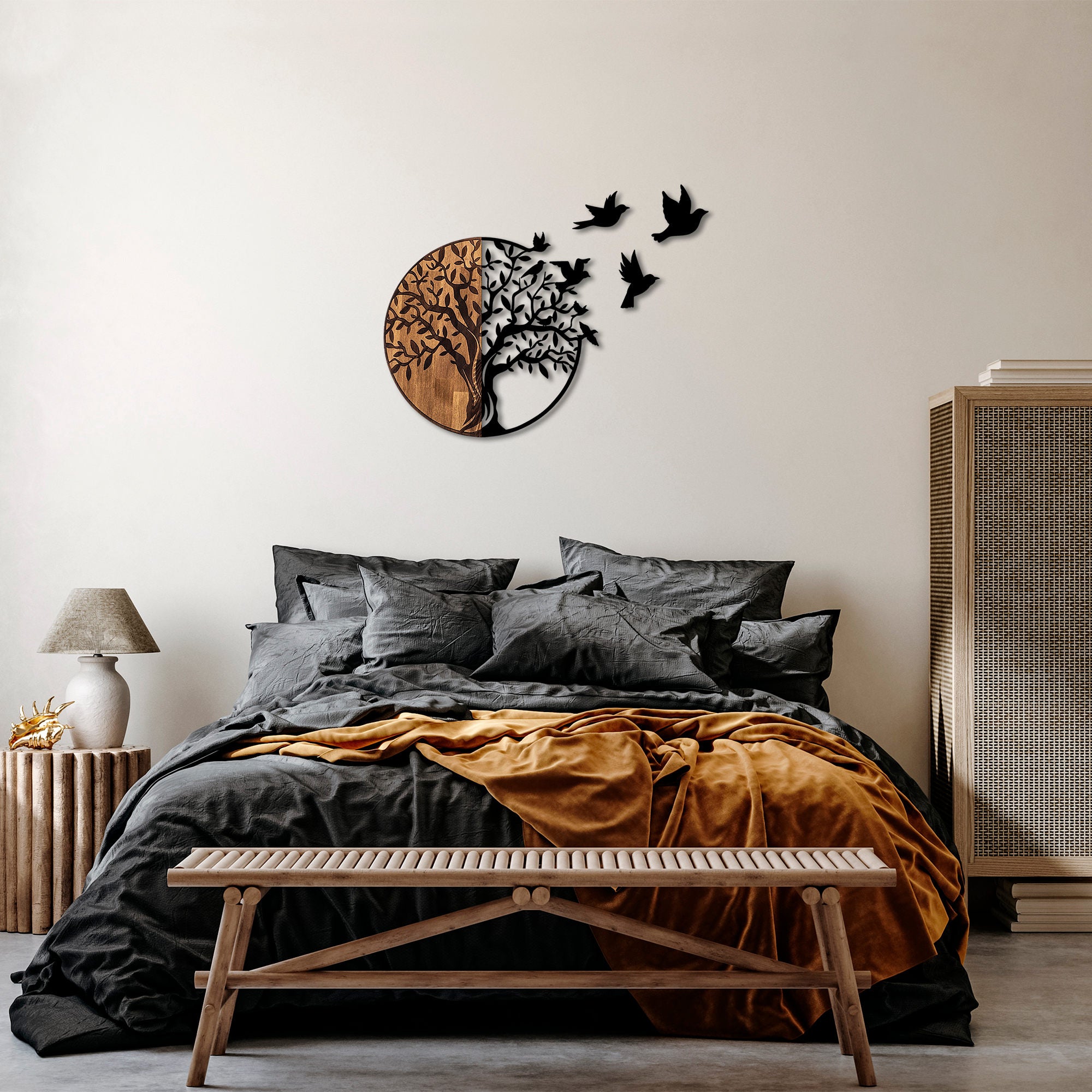 Rani Home Dekoratif Ahşap Duvar Aksesuarı Siyah - Ceviz AA-5882