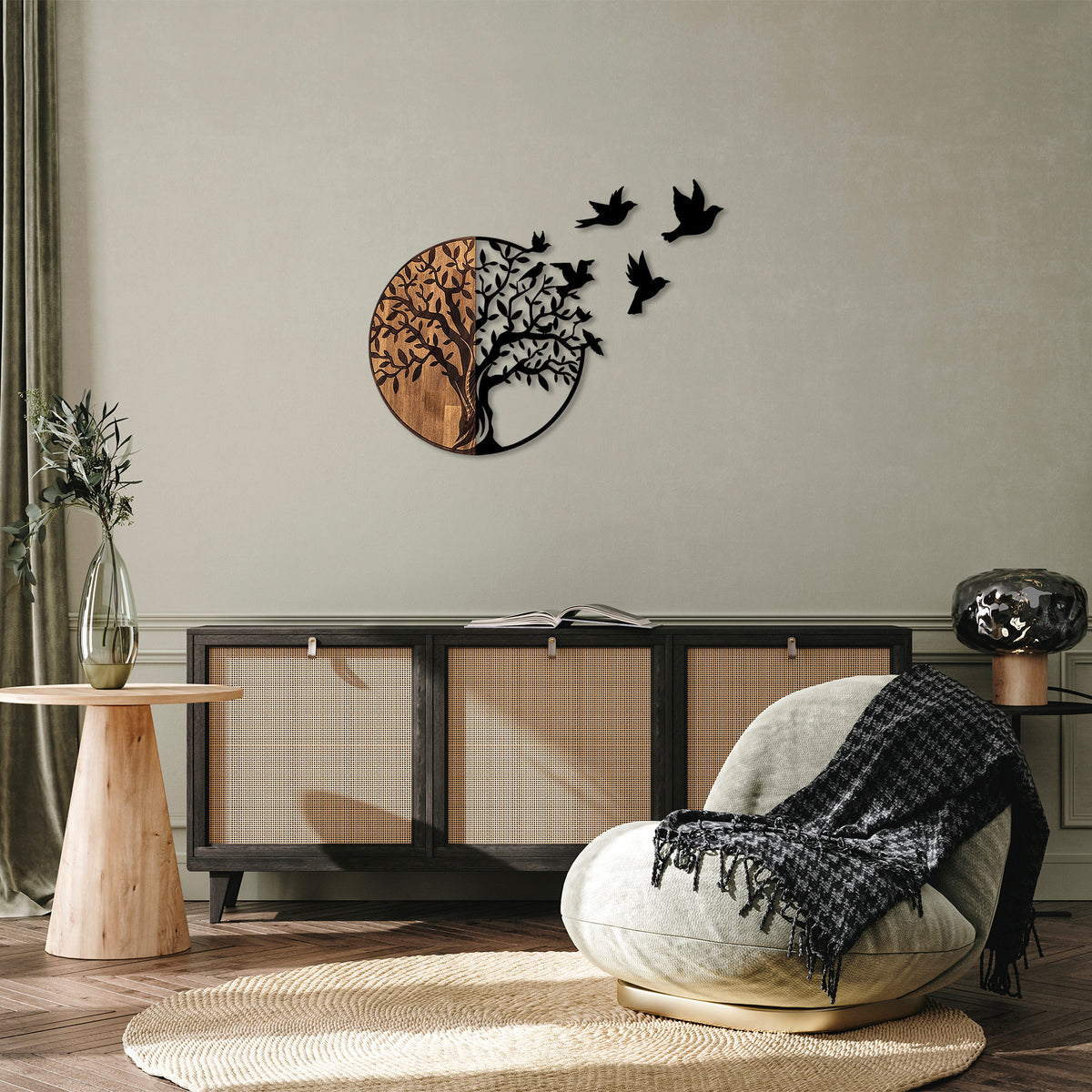 Rani Home Dekoratif Ahşap Duvar Aksesuarı Siyah - Ceviz AA-5882