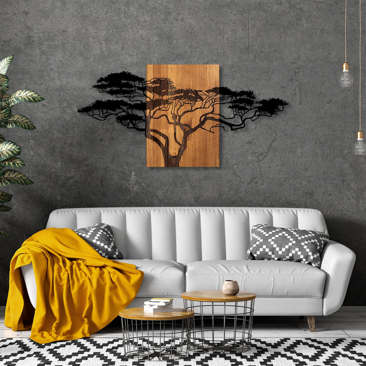 Rani Home Dekoratif Ahşap Duvar Aksesuarı Siyah - Ceviz AA-5886