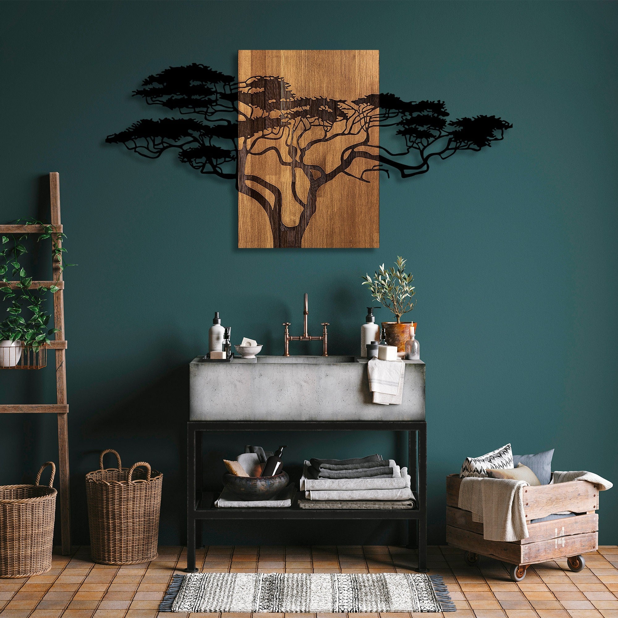 Rani Home Dekoratif Ahşap Duvar Aksesuarı Siyah - Ceviz AA-5886