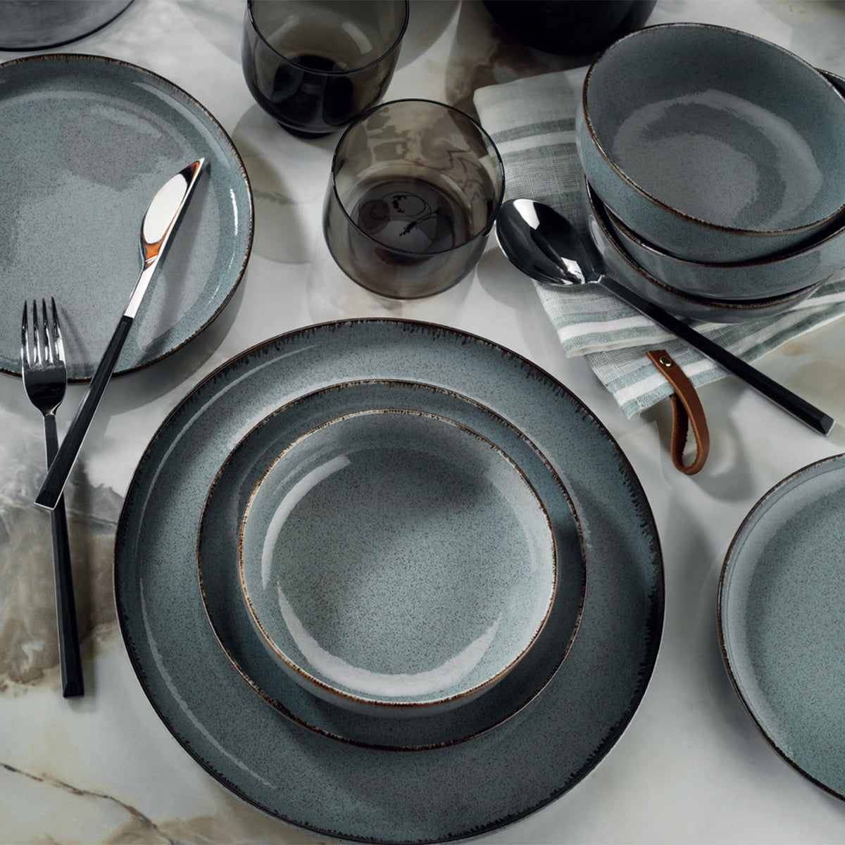 Rani Home Yemek Takımı (18 Parça) Kütahya Porselen Mavi HD-6843