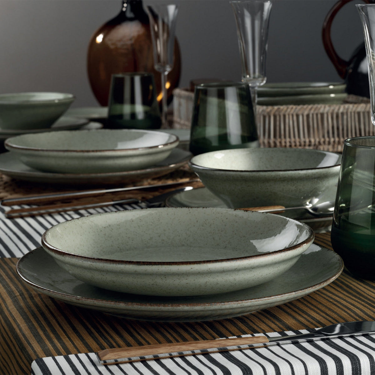 Rani Home Yemek Takımı (18 Parça) Kütahya Porselen Yeşil HD-6845
