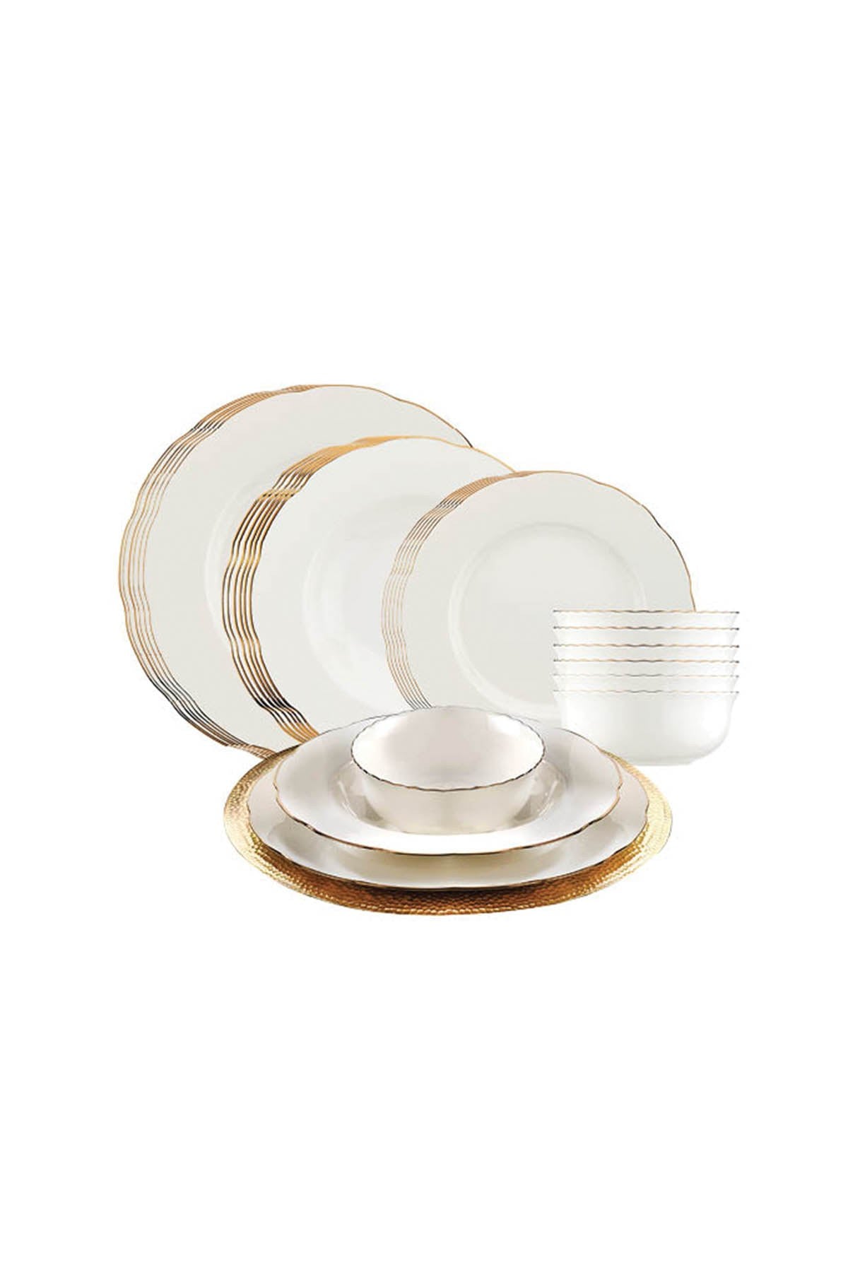 Rani Home Yemek Takımı (24 Parça) Kütahya Porselen Beyaz - Bakır HE-6852