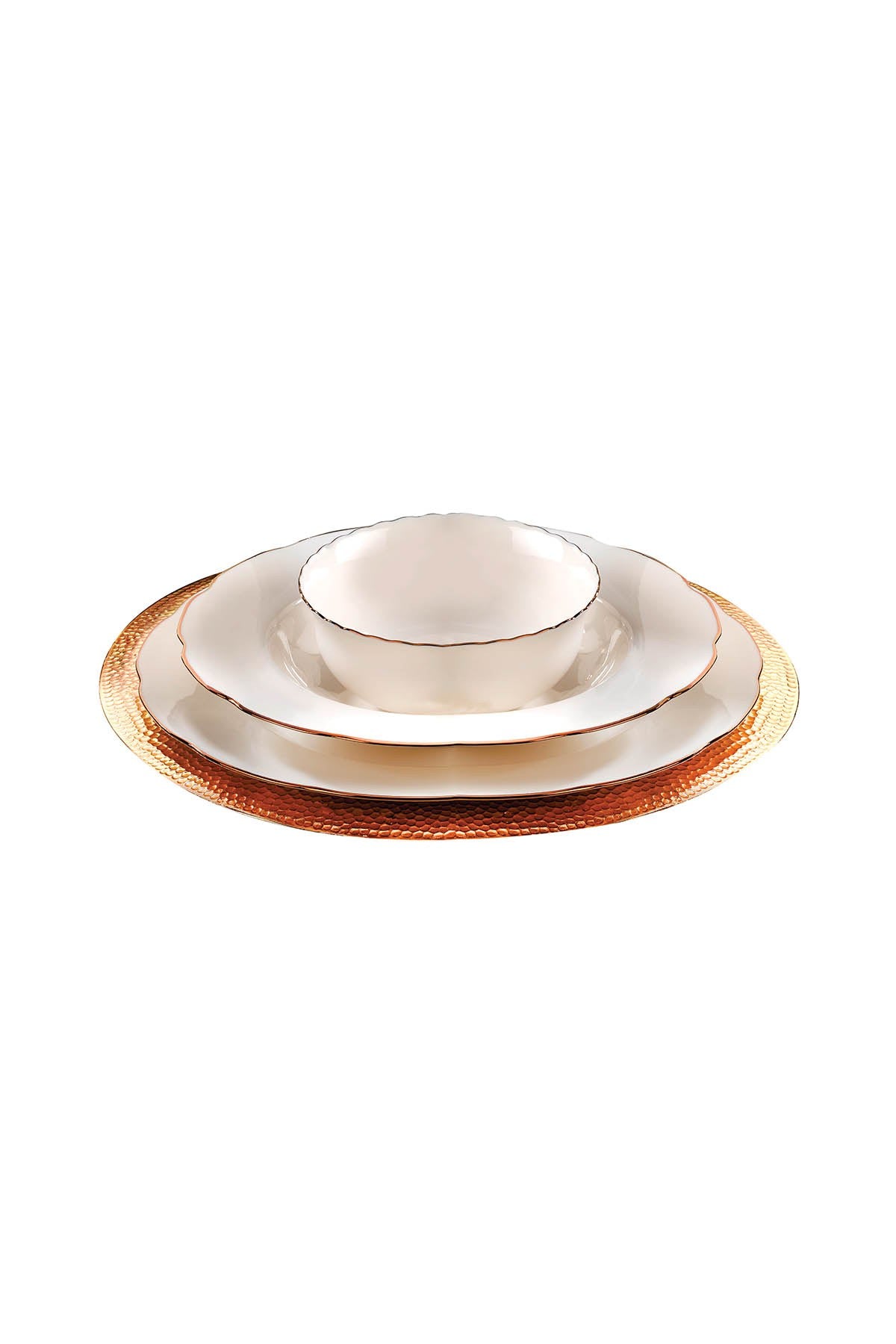 Rani Home Yemek Takımı (24 Parça) Kütahya Porselen Beyaz - Bakır HE-6852