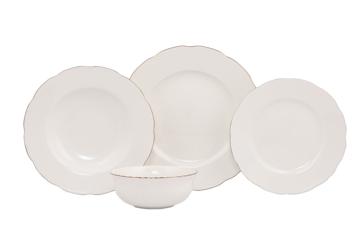 Rani Home Yemek Takımı (24 Parça) Kütahya Porselen Beyaz - Bakır HE-6852