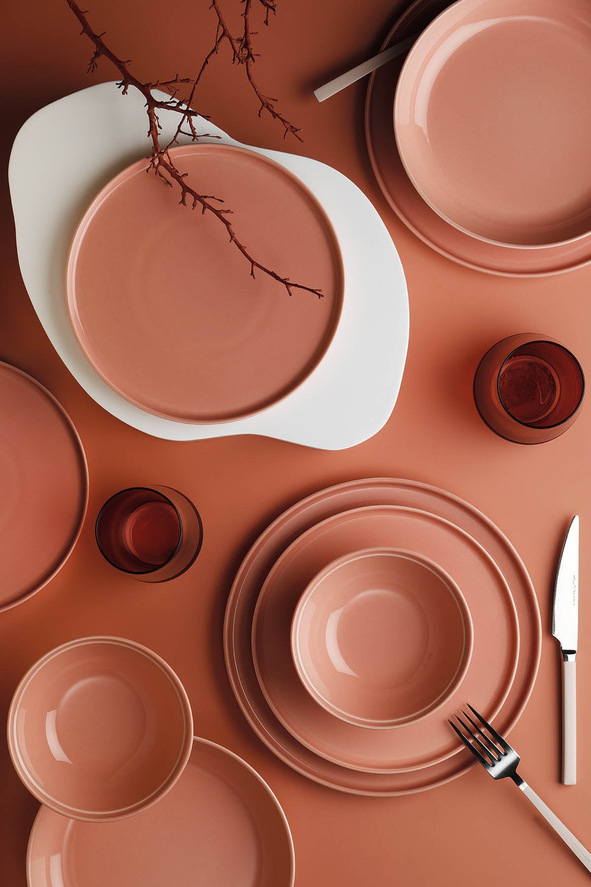 Rani Home Yemek Takımı (24 Parça) Kütahya Porselen Açık Pembe HE-6853
