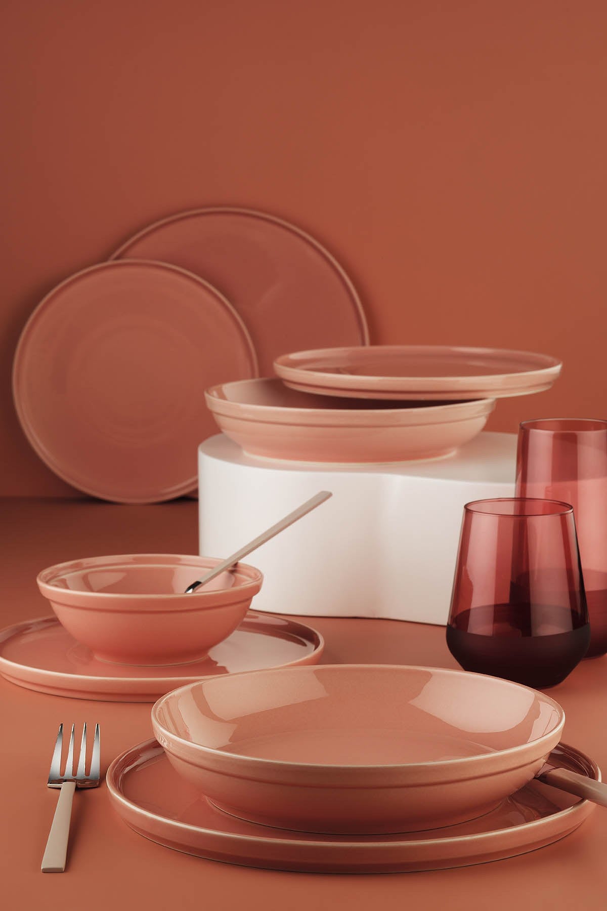 Rani Home Yemek Takımı (24 Parça) Kütahya Porselen Açık Pembe HE-6853