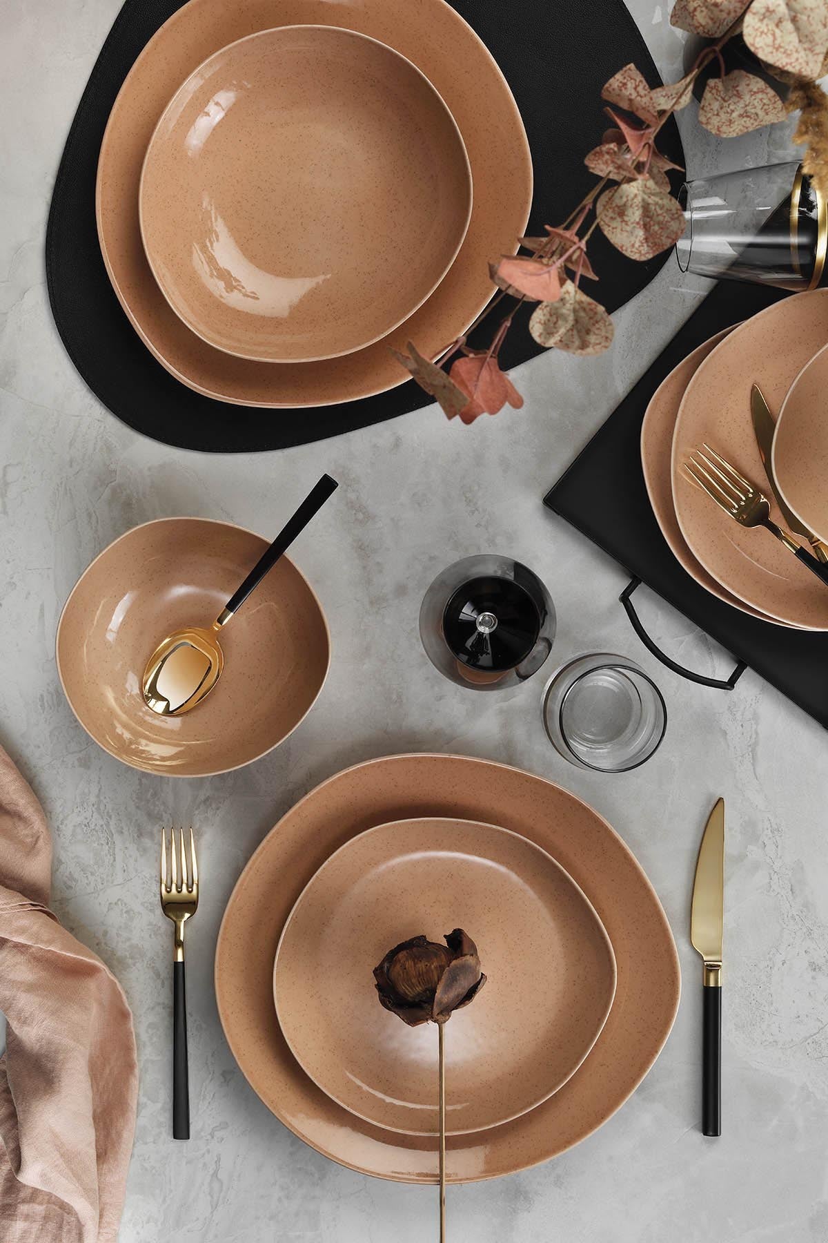 Rani Home Yemek Takımı (24 Parça) Kütahya Porselen Açık Pembe HE-6854
