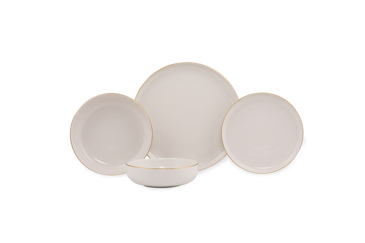 Rani Home Yemek Takımı (16 Parça) Kütahya Porselen Krem - Altın HC-6858