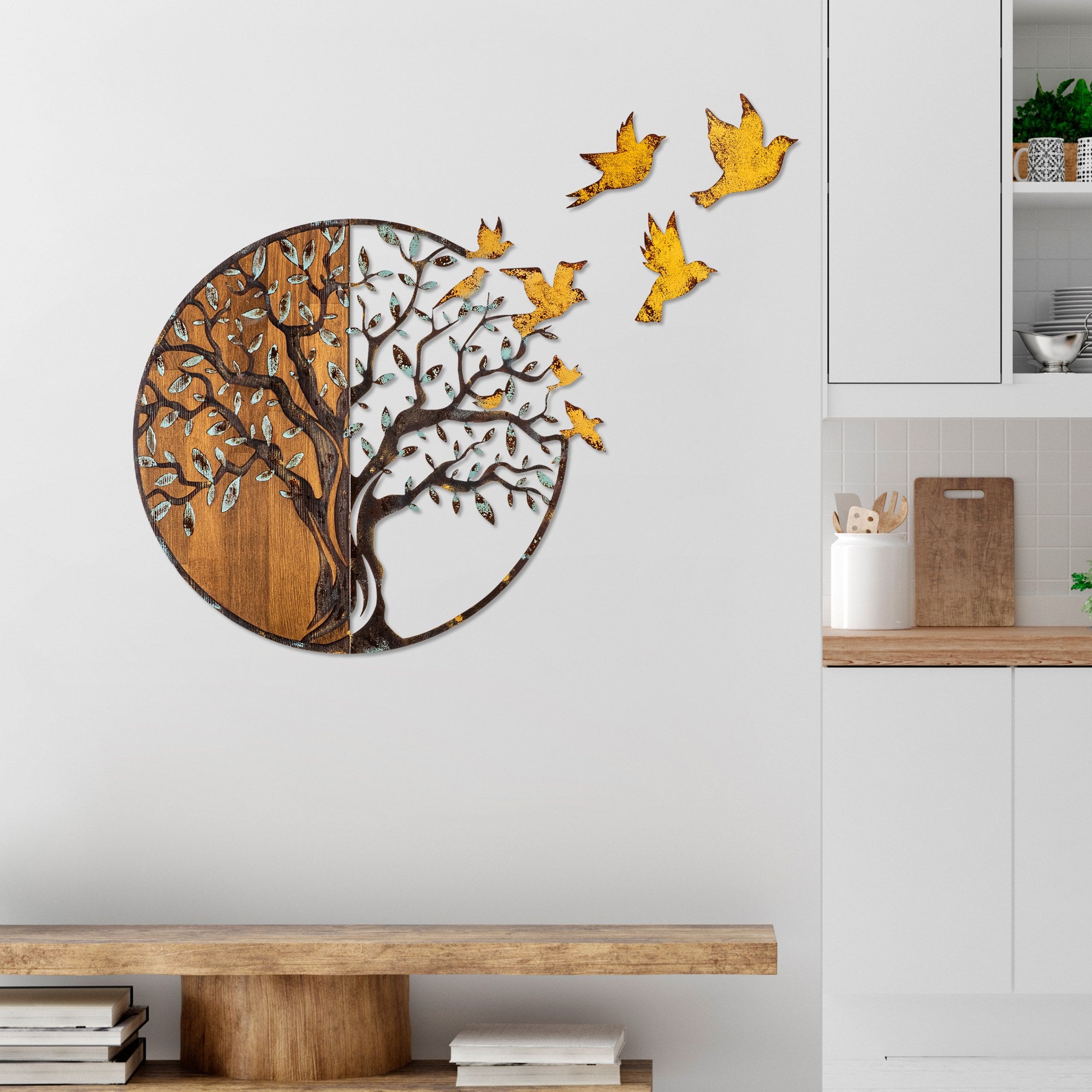 Rani Home Dekoratif Ahşap Duvar Aksesuarı Çok Renkli AA-5879
