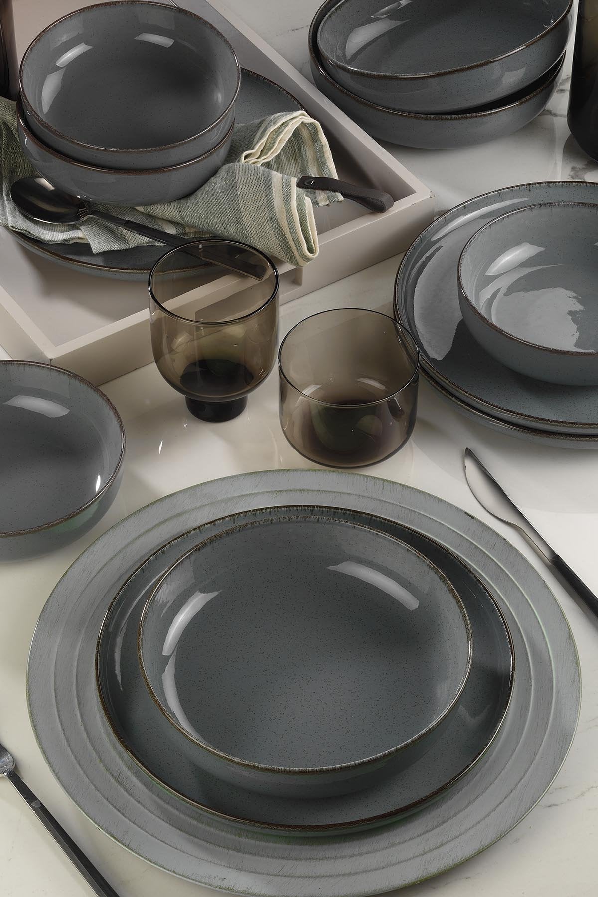 Rani Home Yemek Takımı (12 Parça) Kütahya Porselen Mavi HB-6846