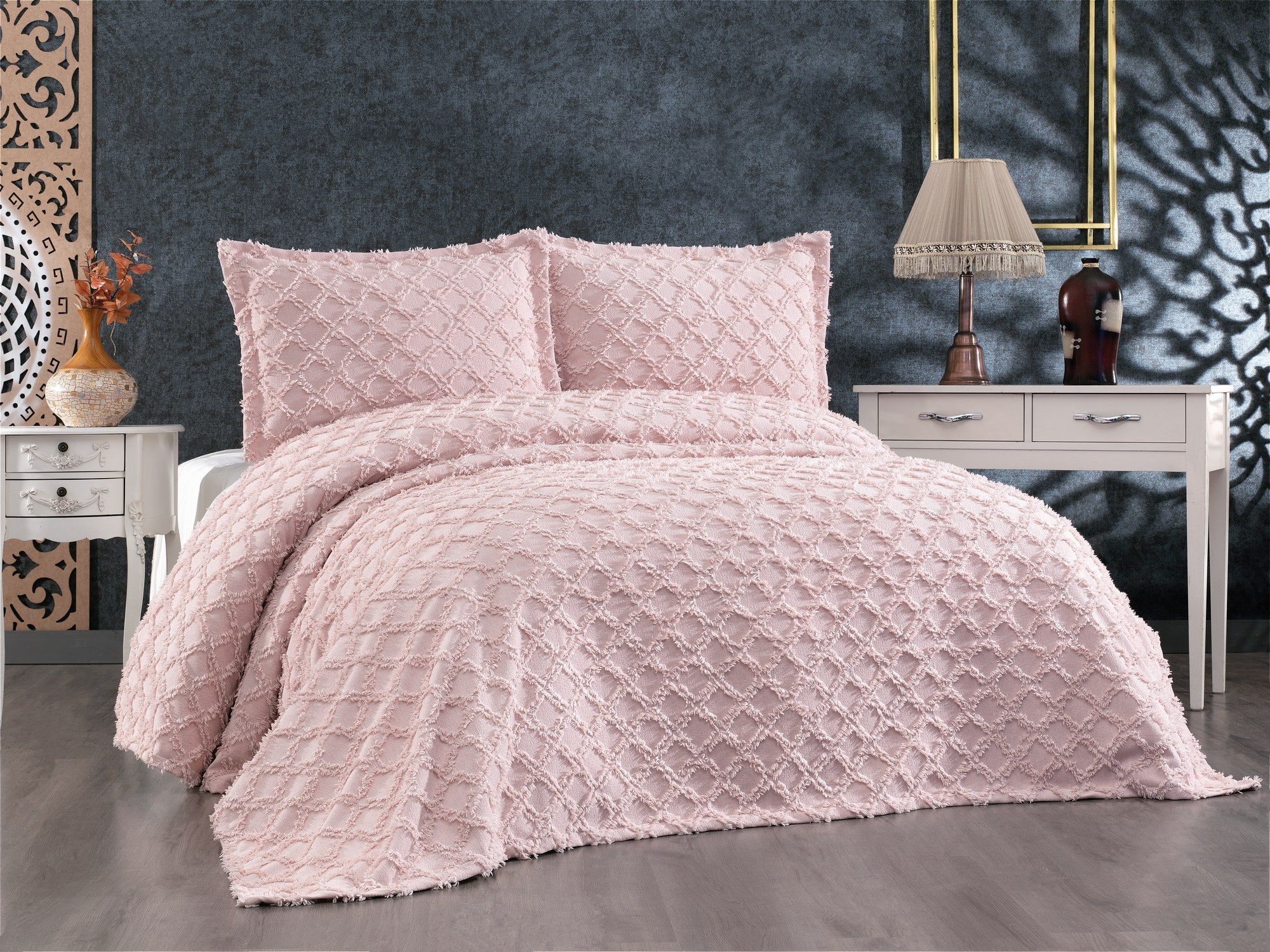 Rani Home Çift Kişilik Yatak Örtüsü Seti Pudra CC-6250