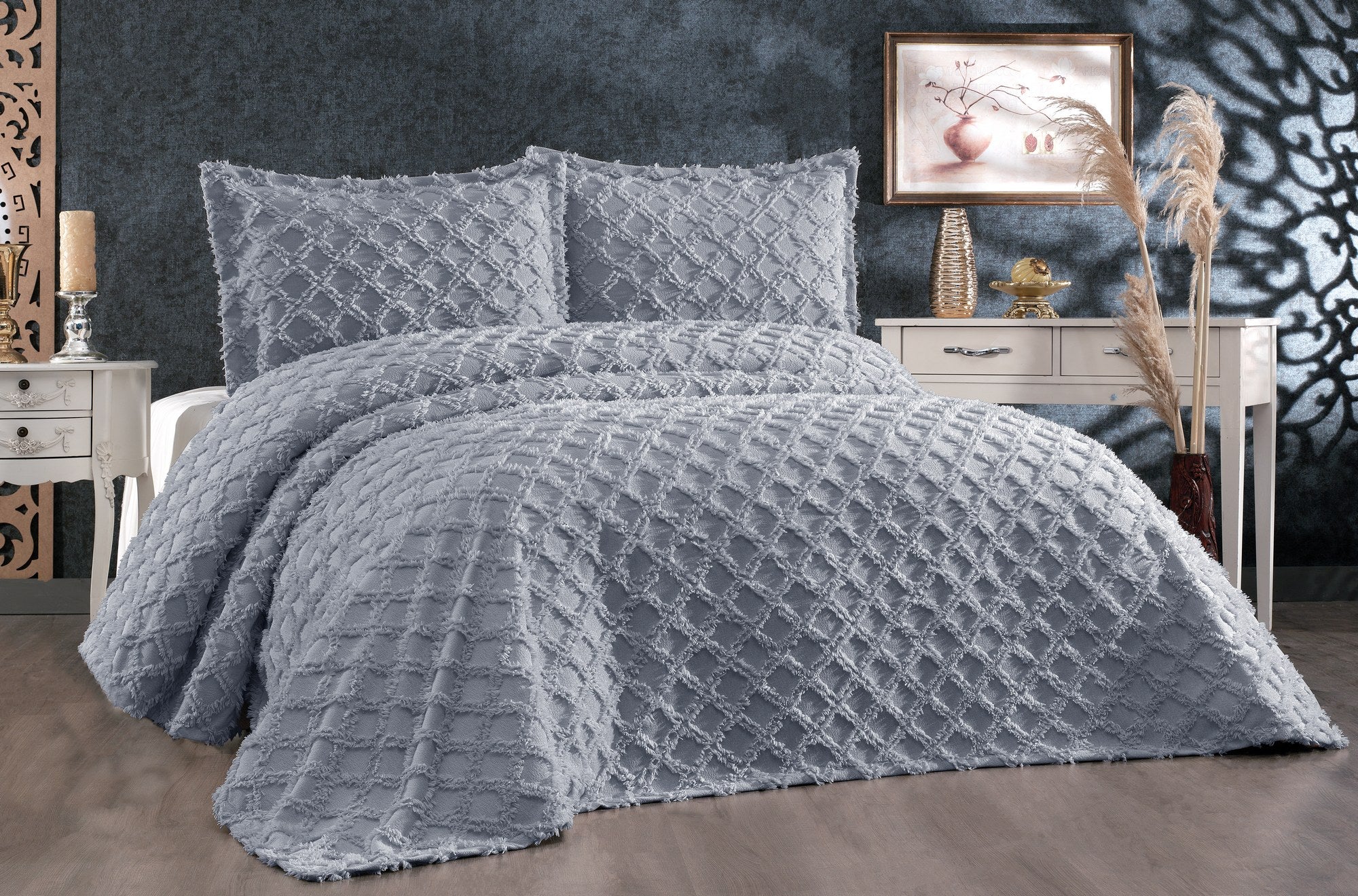 Rani Home Çift Kişilik Yatak Örtüsü Seti Gri CC-6251