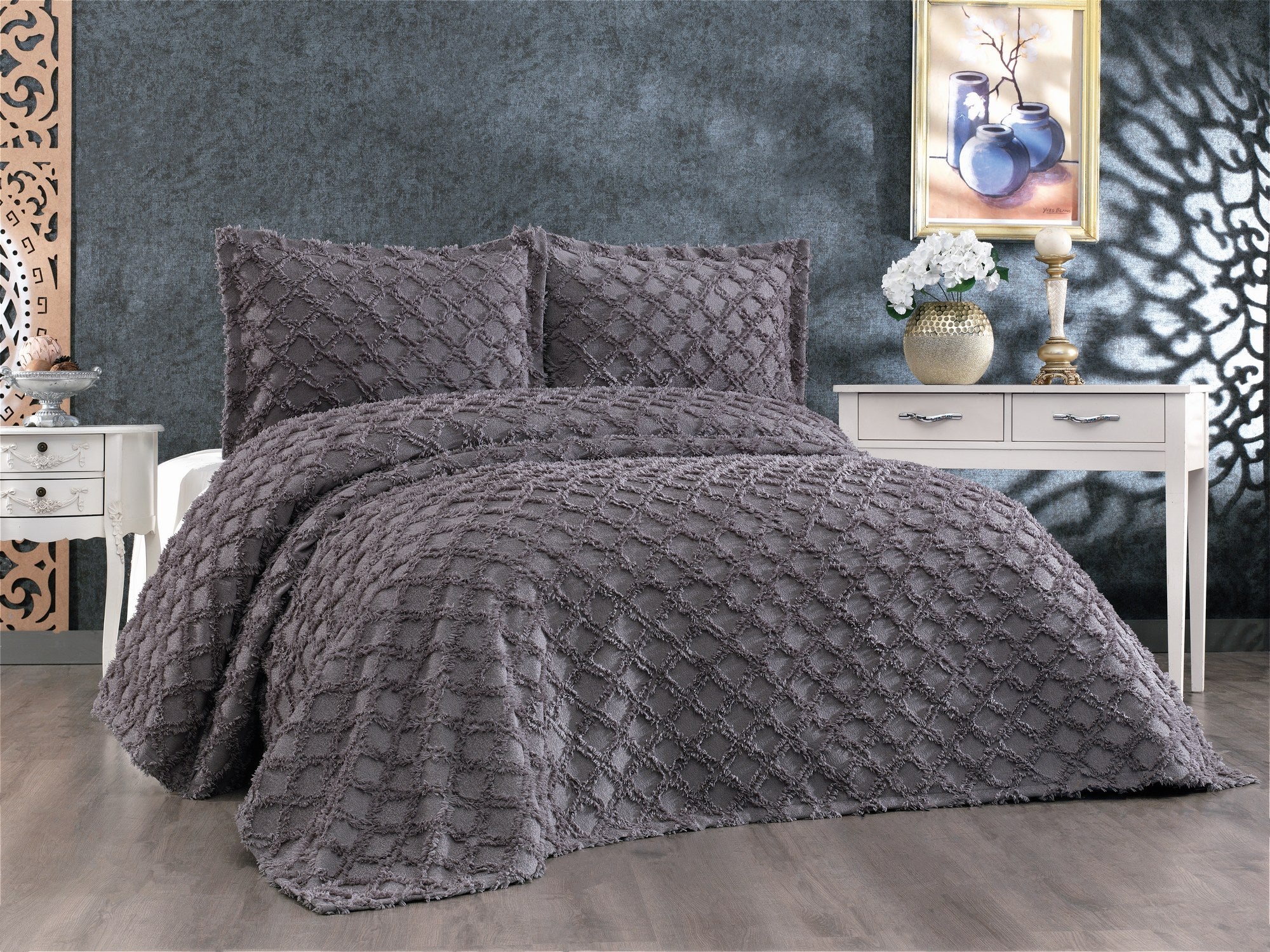 Rani Home Çift Kişilik Yatak Örtüsü Seti Antrasit CC-6252