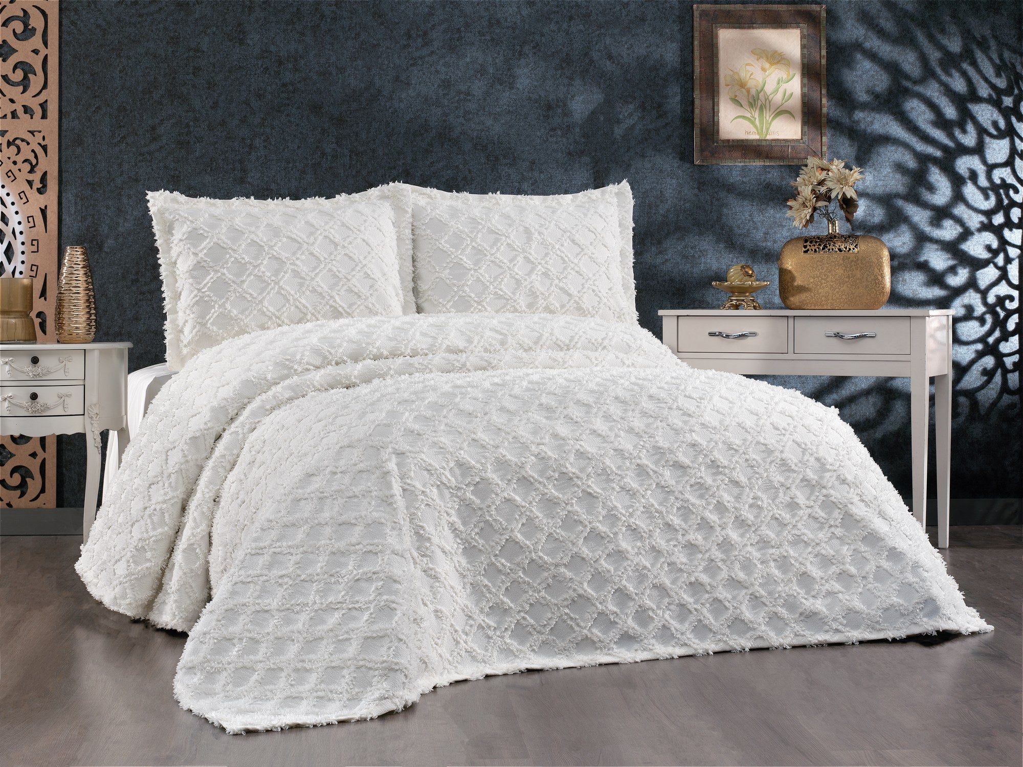 Rani Home Çift Kişilik Yatak Örtüsü Seti Krem CC-6253