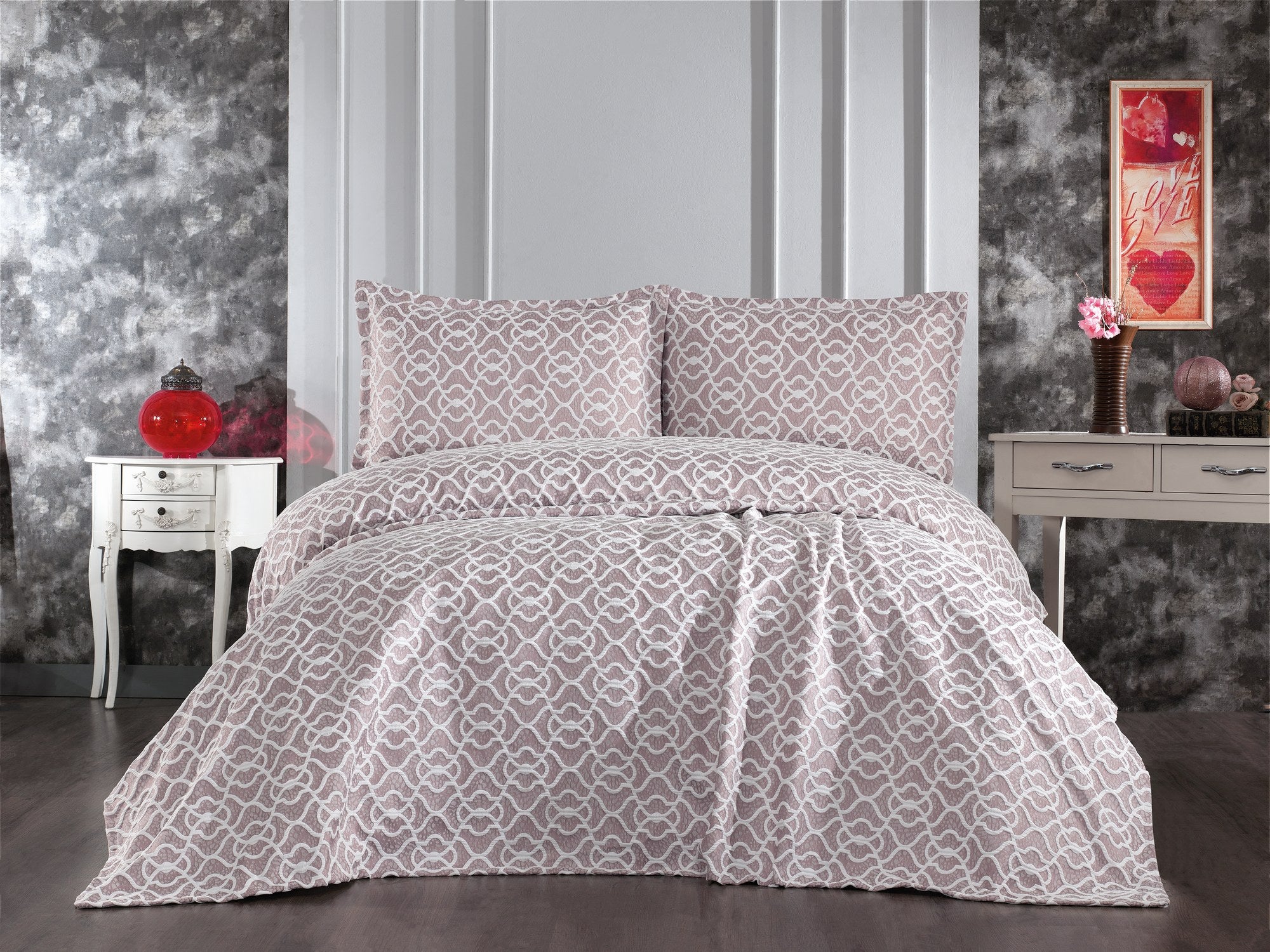 Rani Home Çift Kişilik Yatak Örtüsü Seti Kapuçino CC-6254
