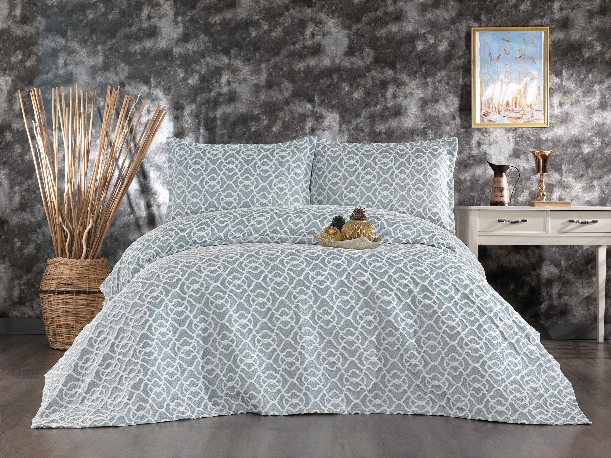 Rani Home Çift Kişilik Yatak Örtüsü Seti Gri CC-6257
