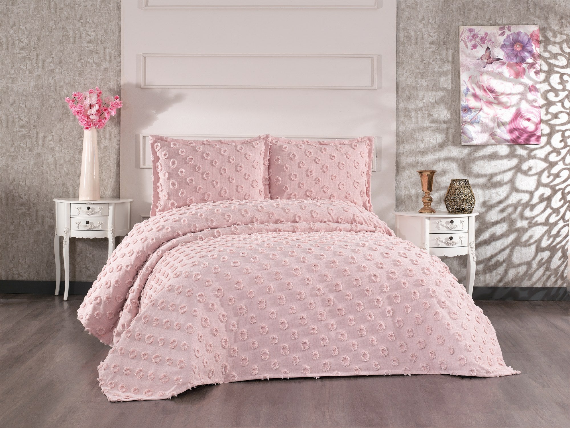 Rani Home Çift Kişilik Yatak Örtüsü Seti Pudra CC-6259