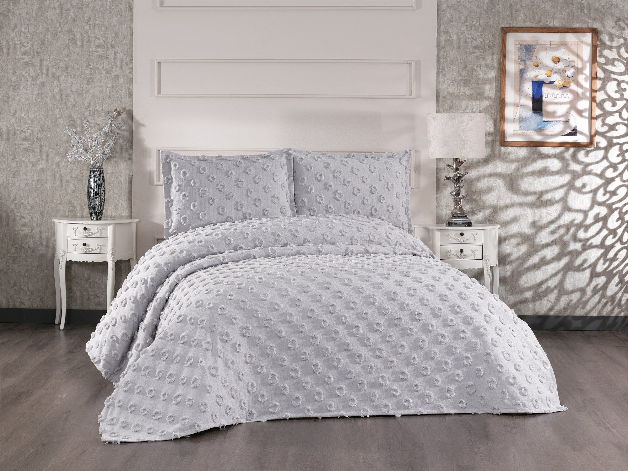 Rani Home Çift Kişilik Yatak Örtüsü Seti Gri CC-6261